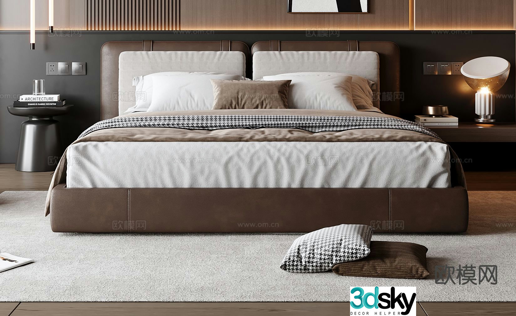 Italian double bed 3d model
