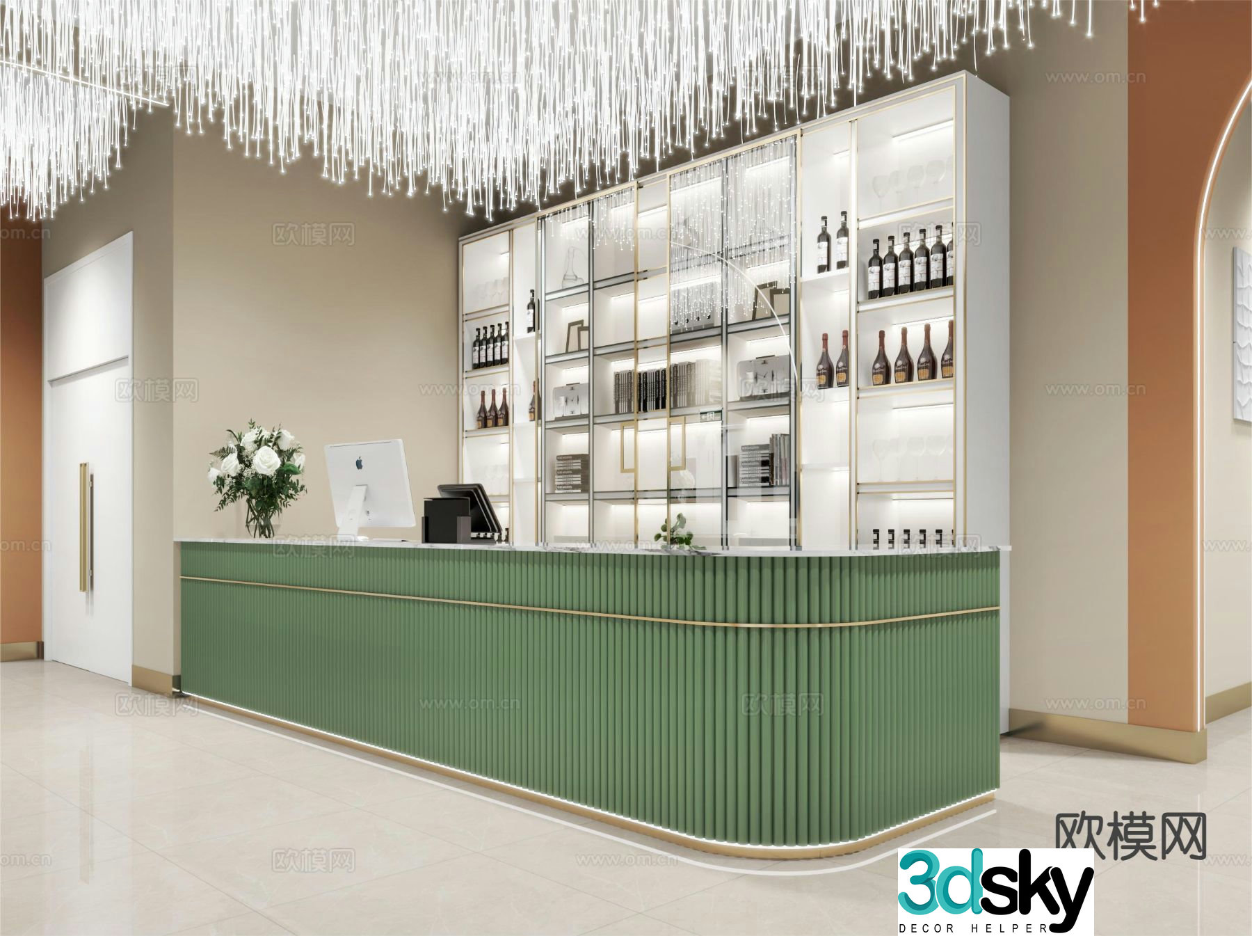 Front desk reception hall service desk 3d model