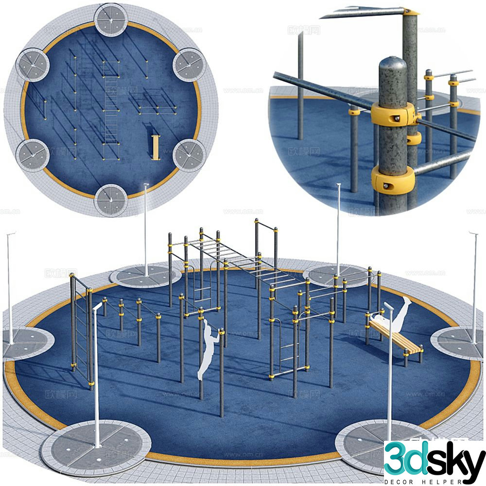 Fitness equipment outdoor equipment park fitness 3d model
