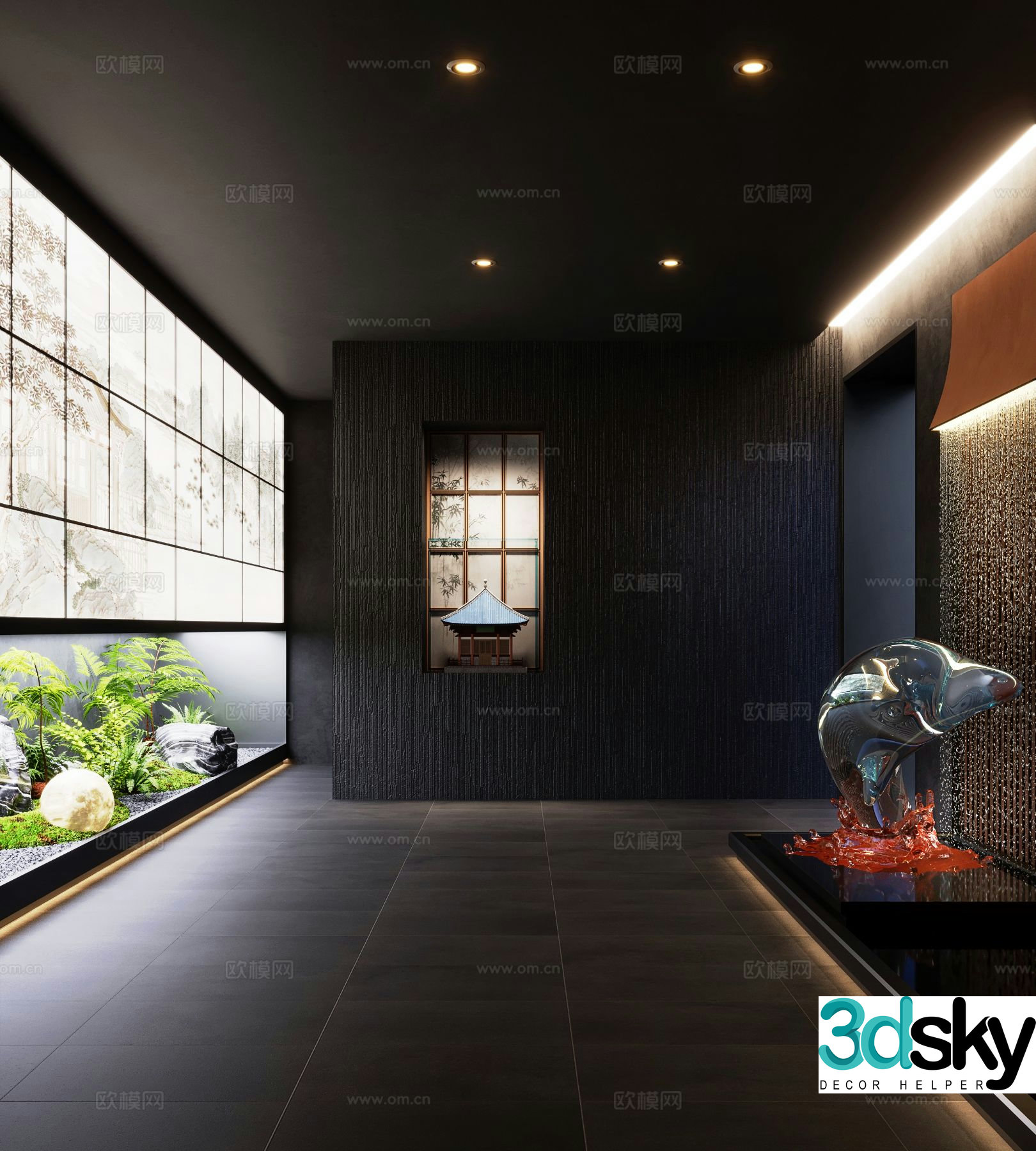 Modern club landscaping indoor landscape 3d model