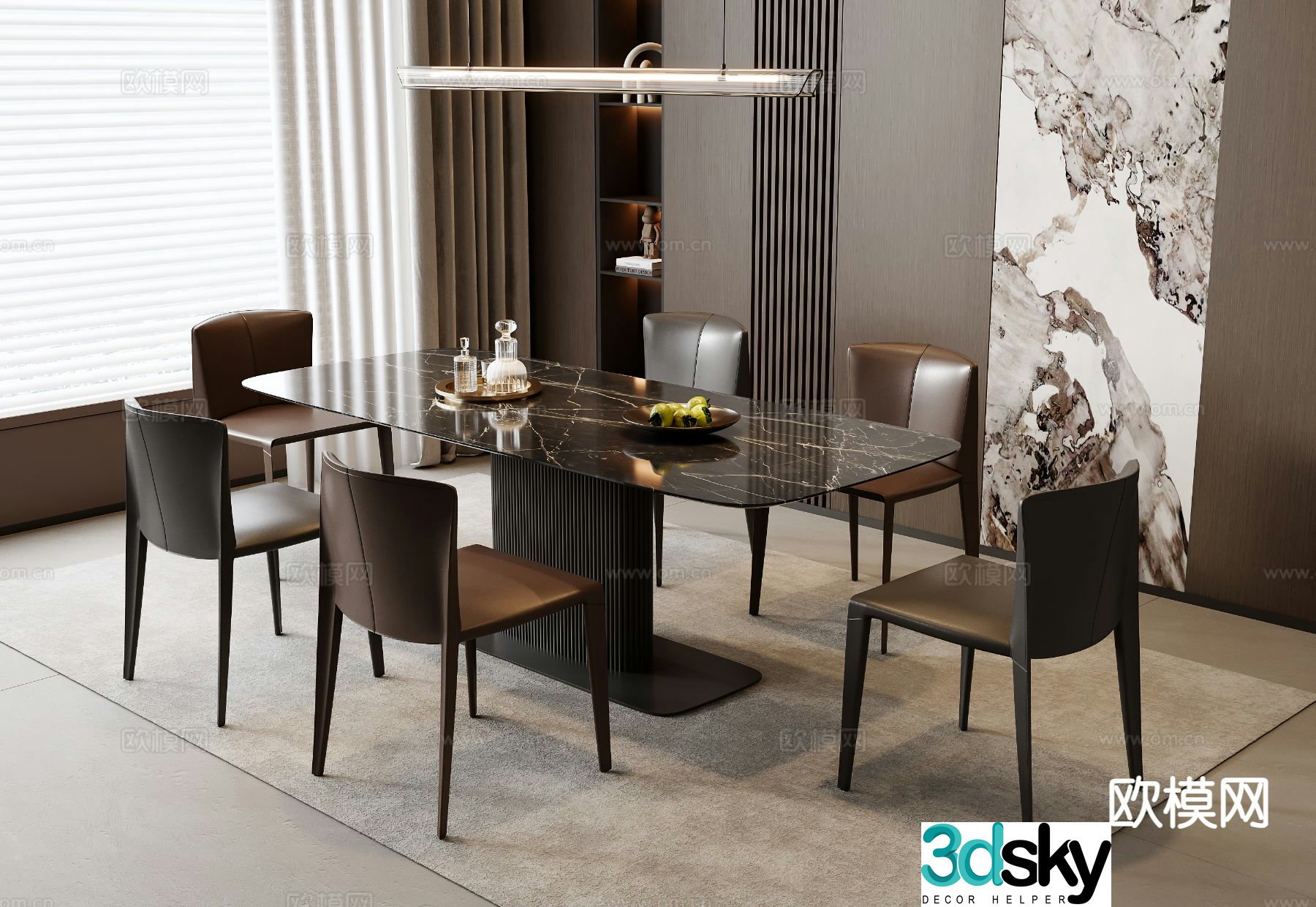 Italian dining table and chairs 3d model