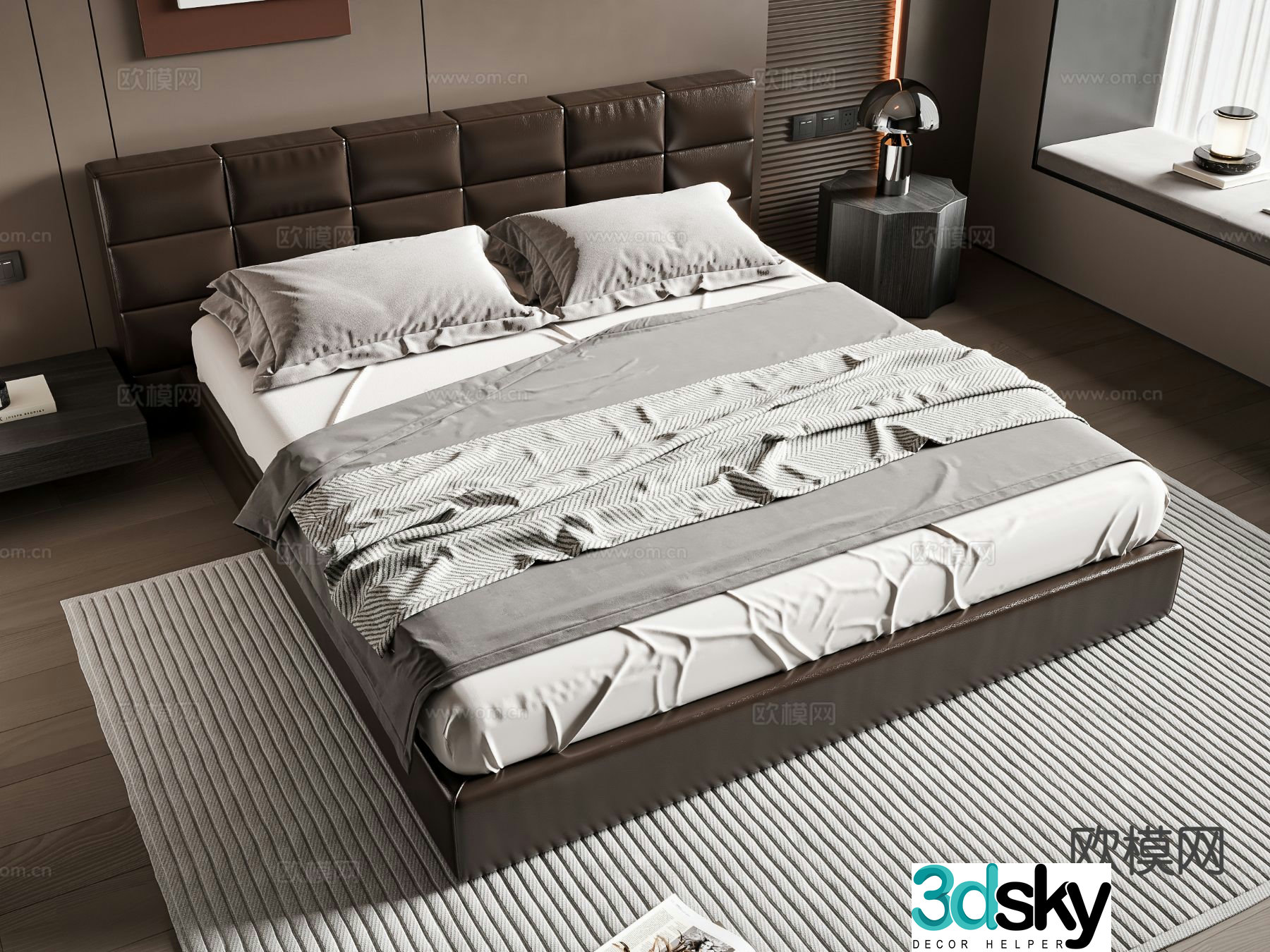 Italian double bed 3d model