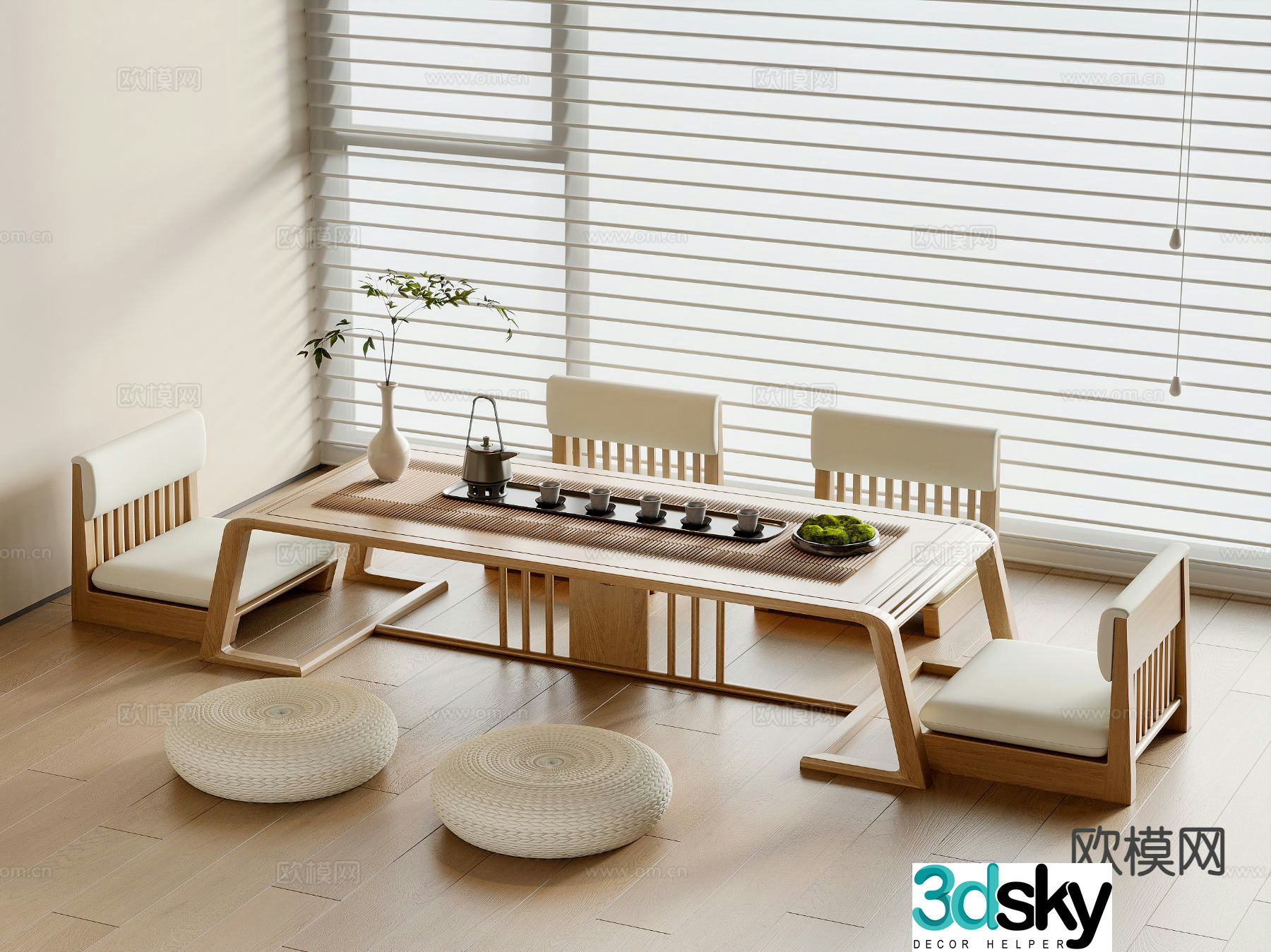 Japanese tea table tatami tea table 3D model