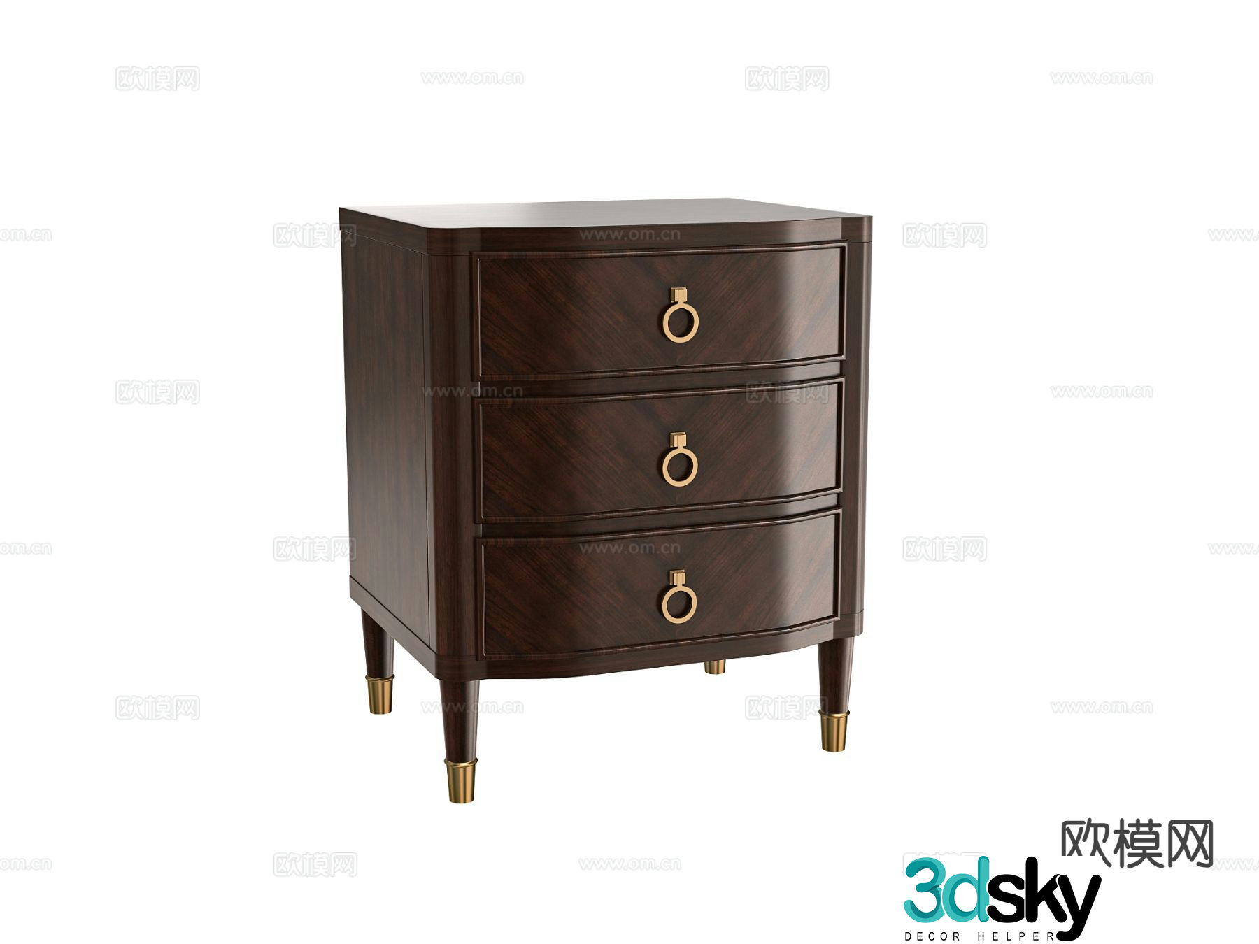 Wooden bedside table 3d model