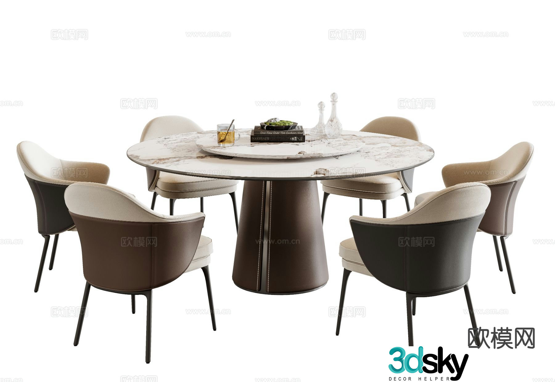 Italian dining table and chairs 3d model
