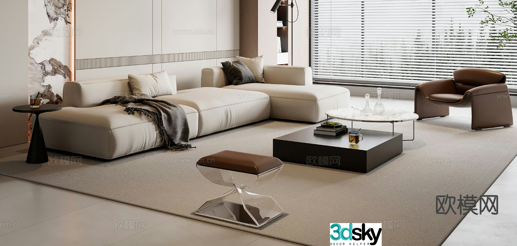 Modern sectional sofa 3d model