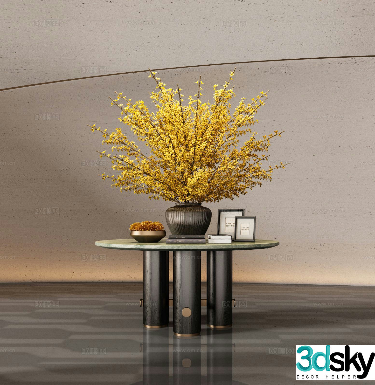 Modern hotel end viewing platform entrance table entrance table 3D model
