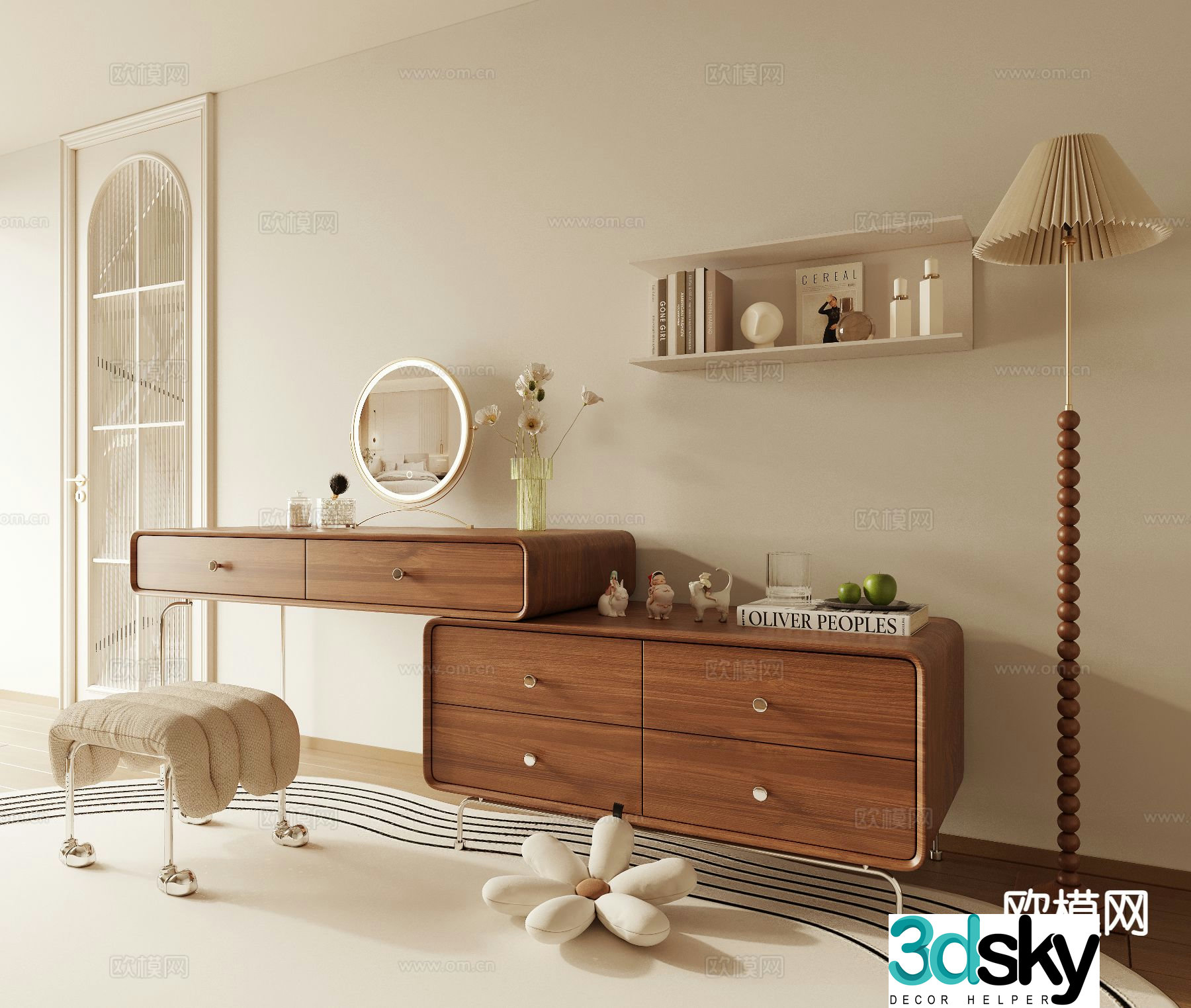 Cream style dresser 3d model