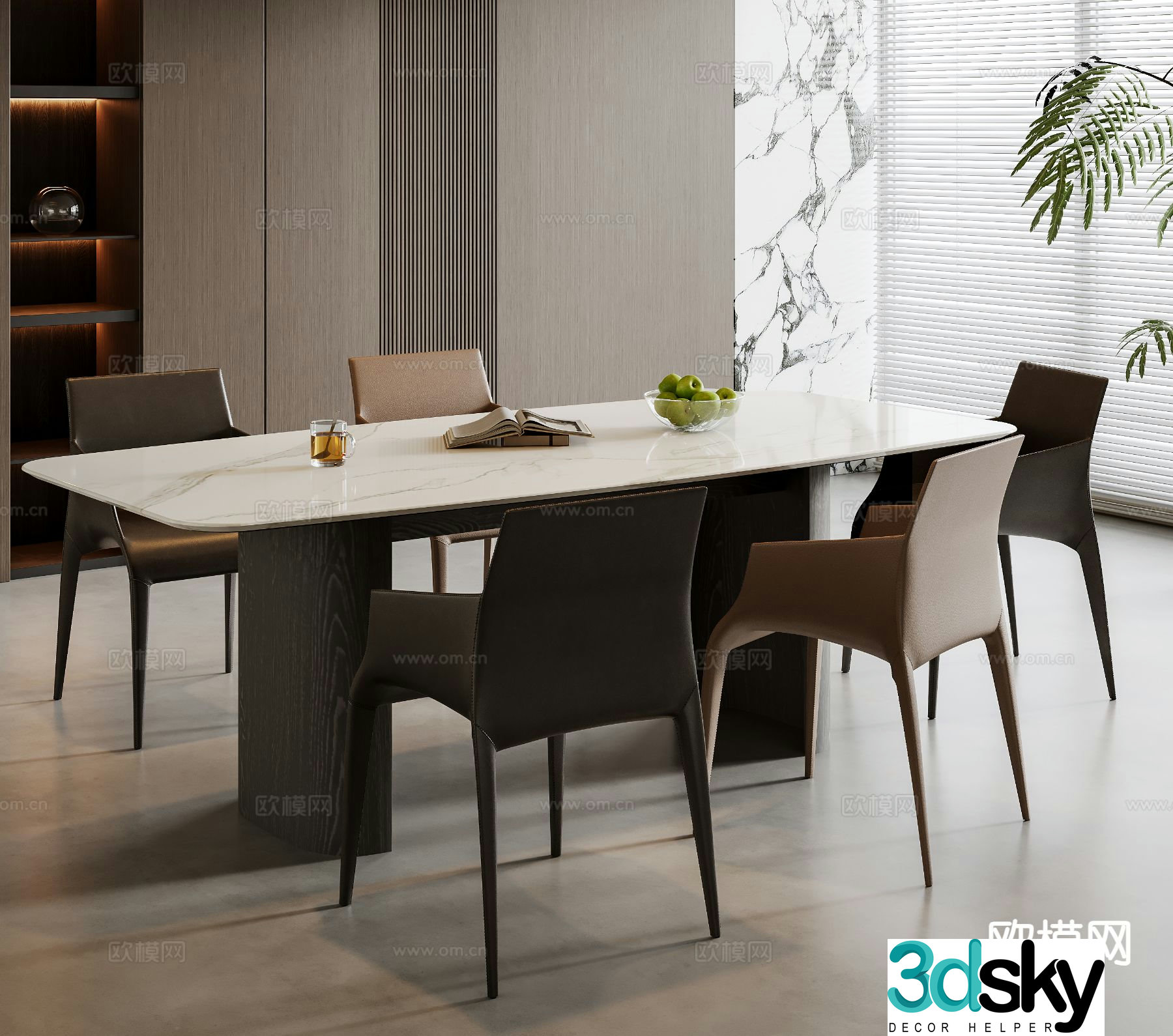 Italian dining table and chairs 3d model