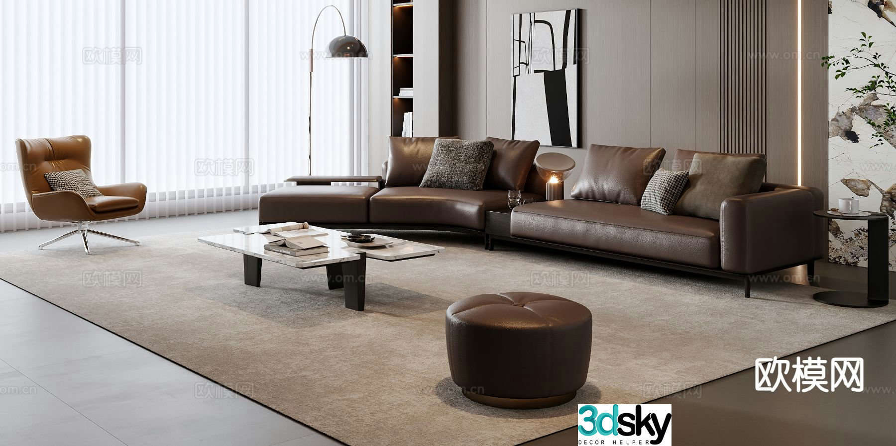 Italian sectional sofa 3d model