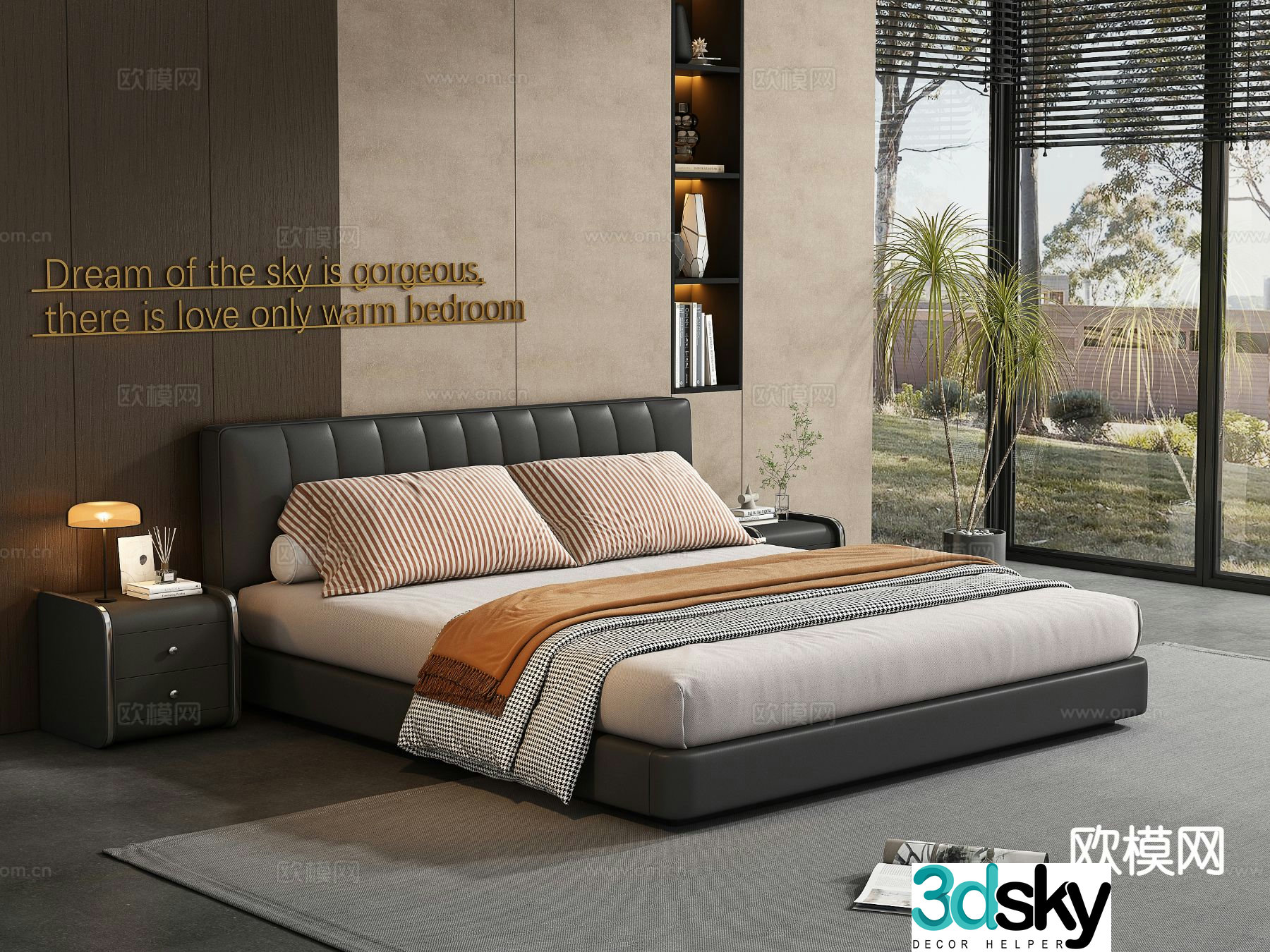 Italian double bed 3d model