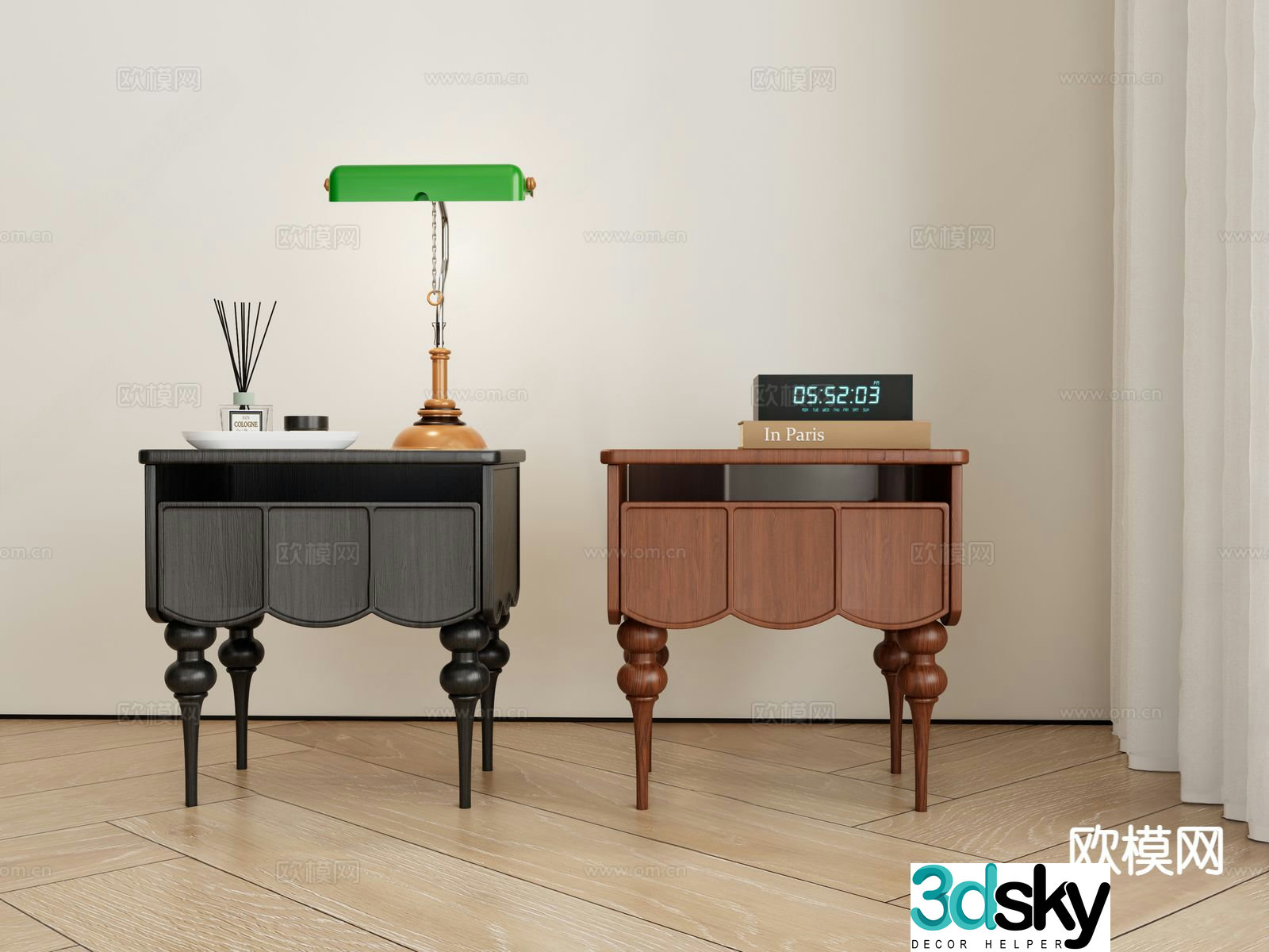 French bedside table 3d model