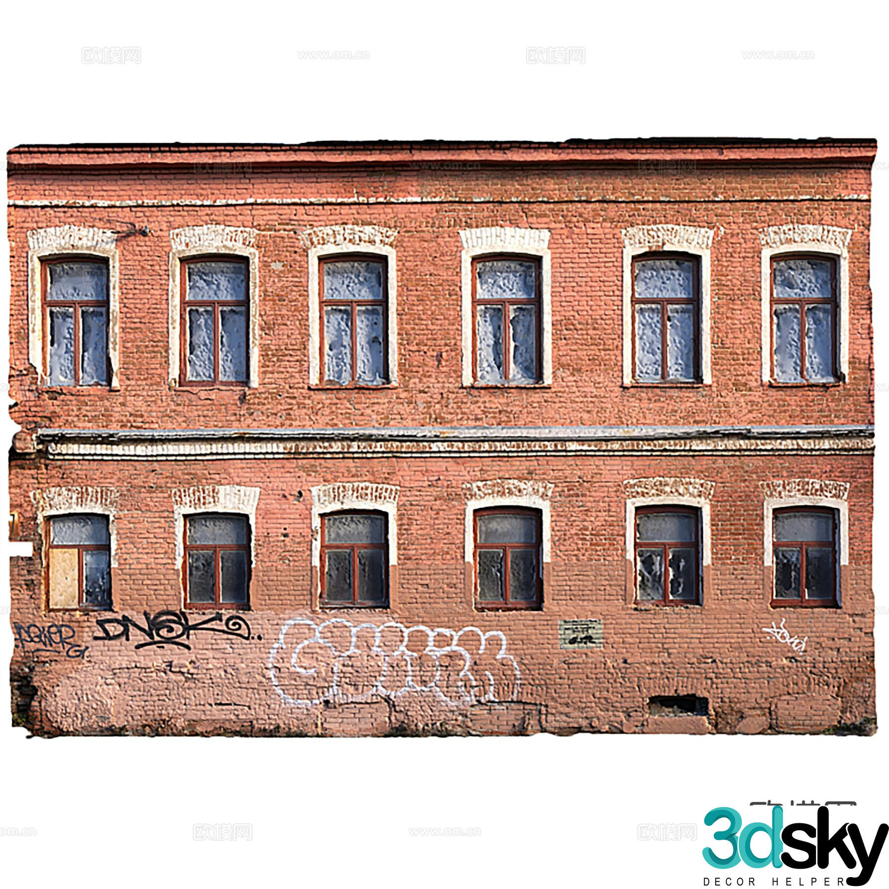 Landscape wall fence red brick wall high wall 3d model