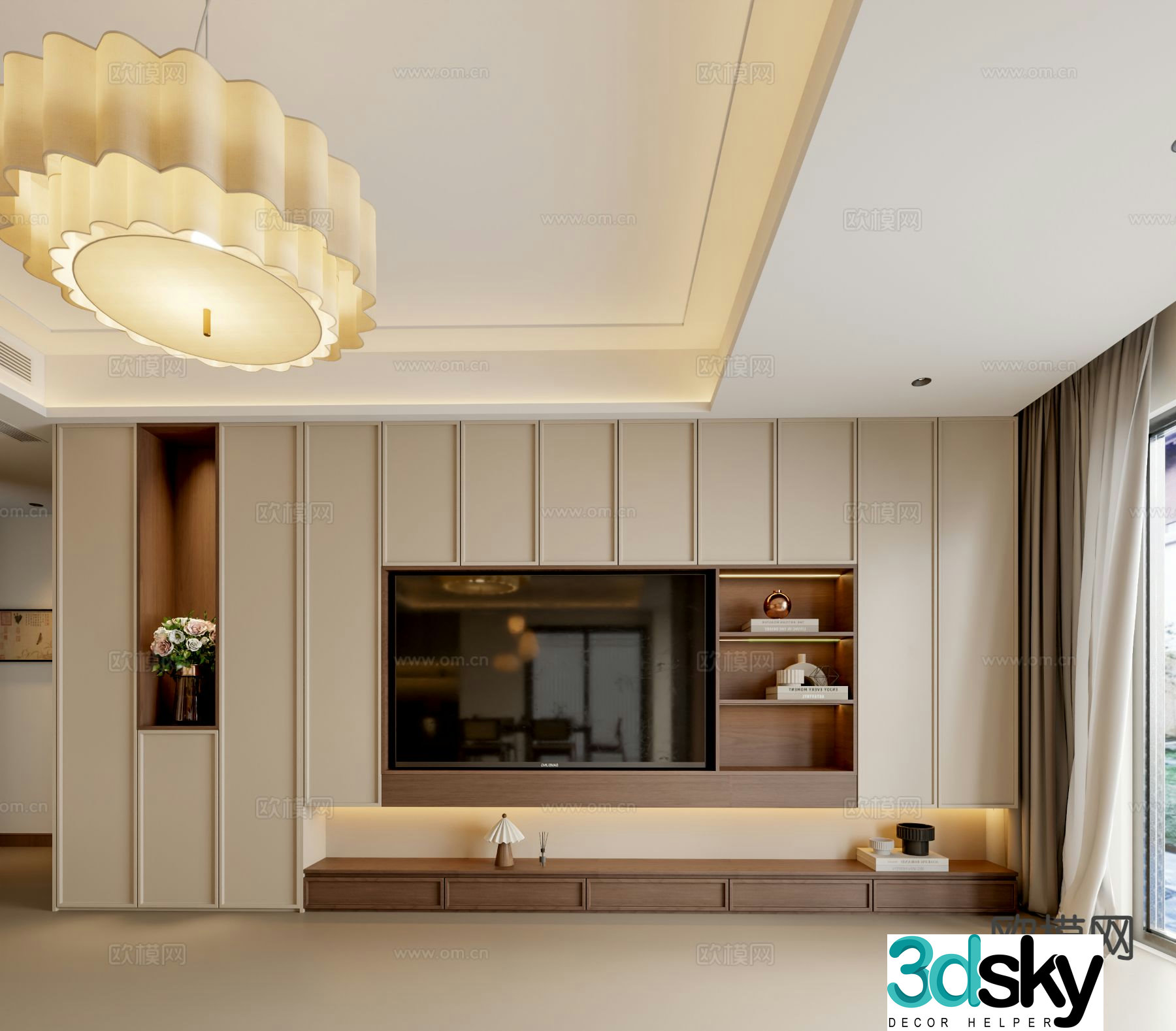 3d model of TV background wall