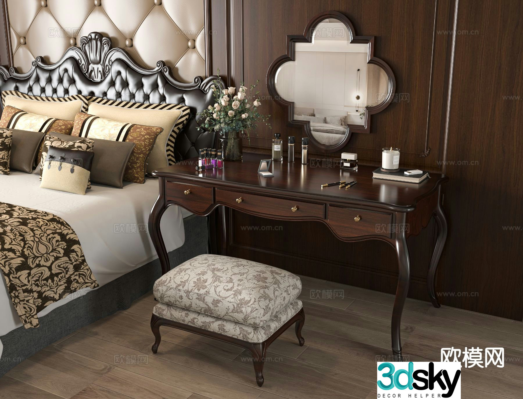 American dressing table stool 3D model