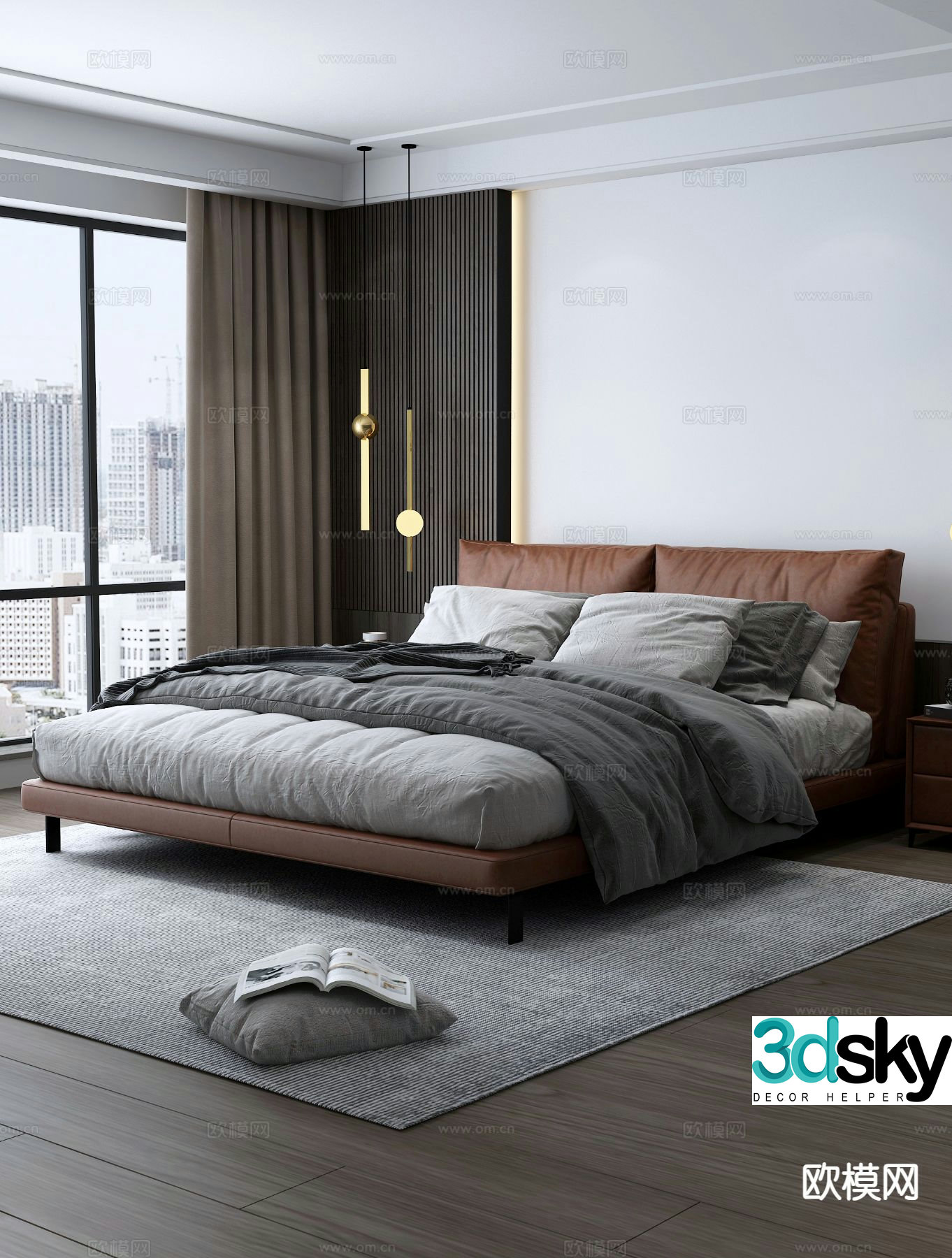 Modern double bed 3d model