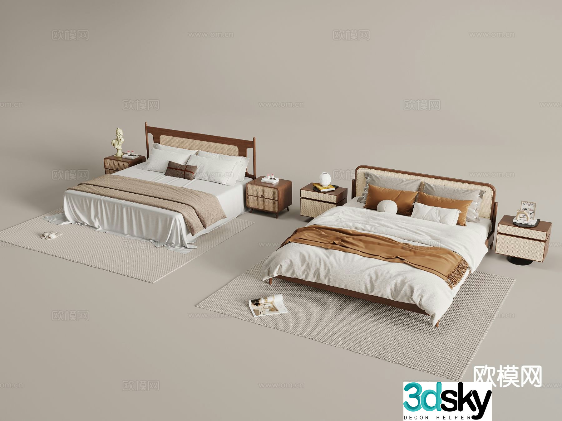 Medieval style double bed 3d model