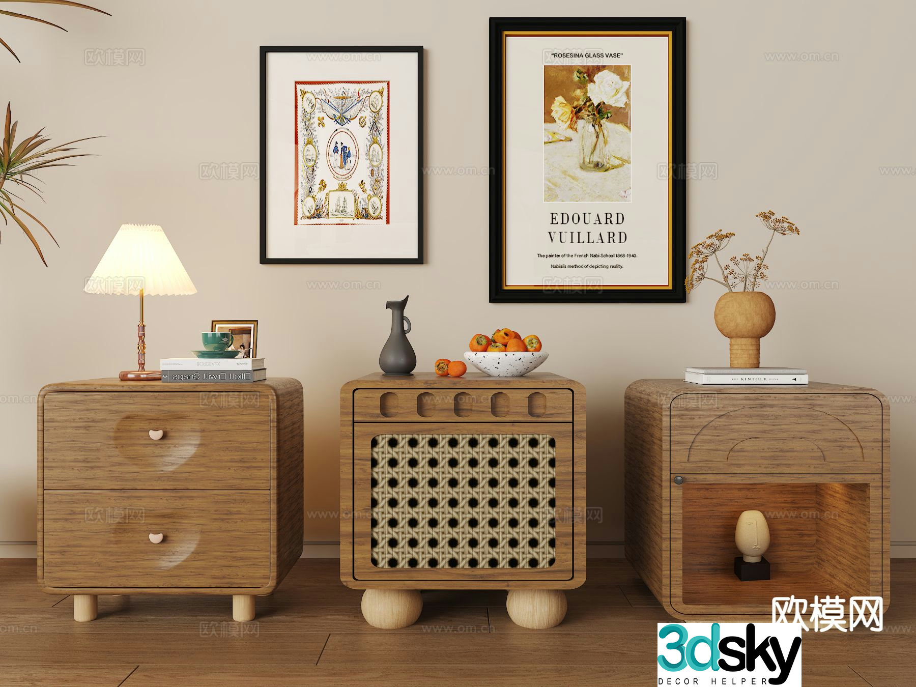 Medieval style bedside table 3d model