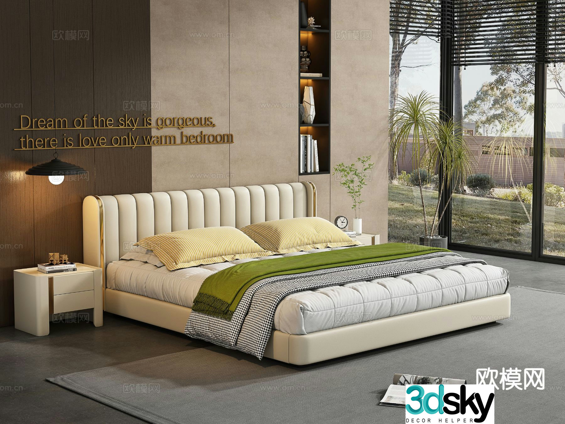 Italian double bed 3d model