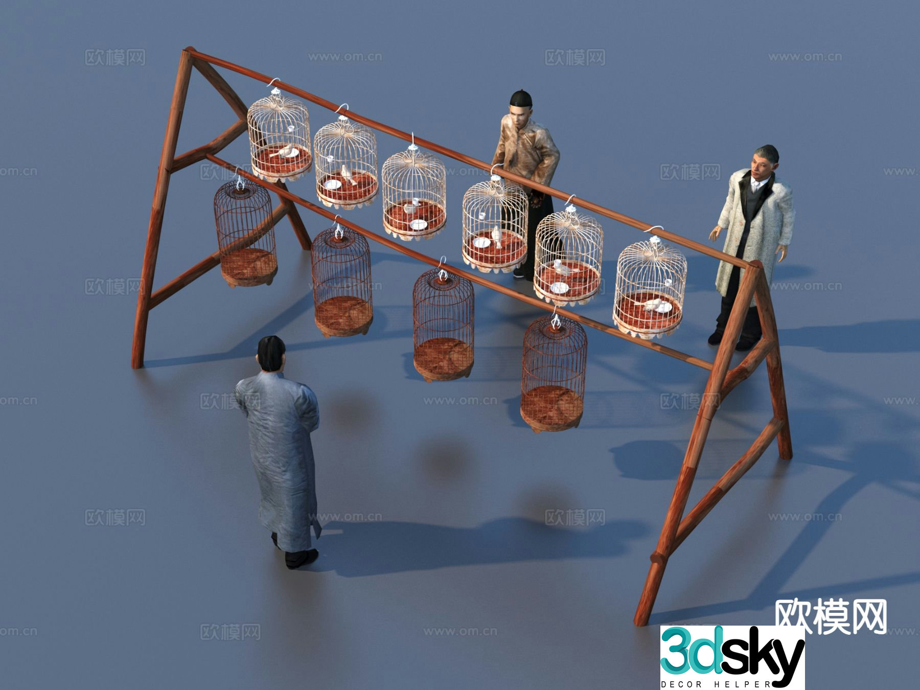 Chinese birdcage sketch 3D model