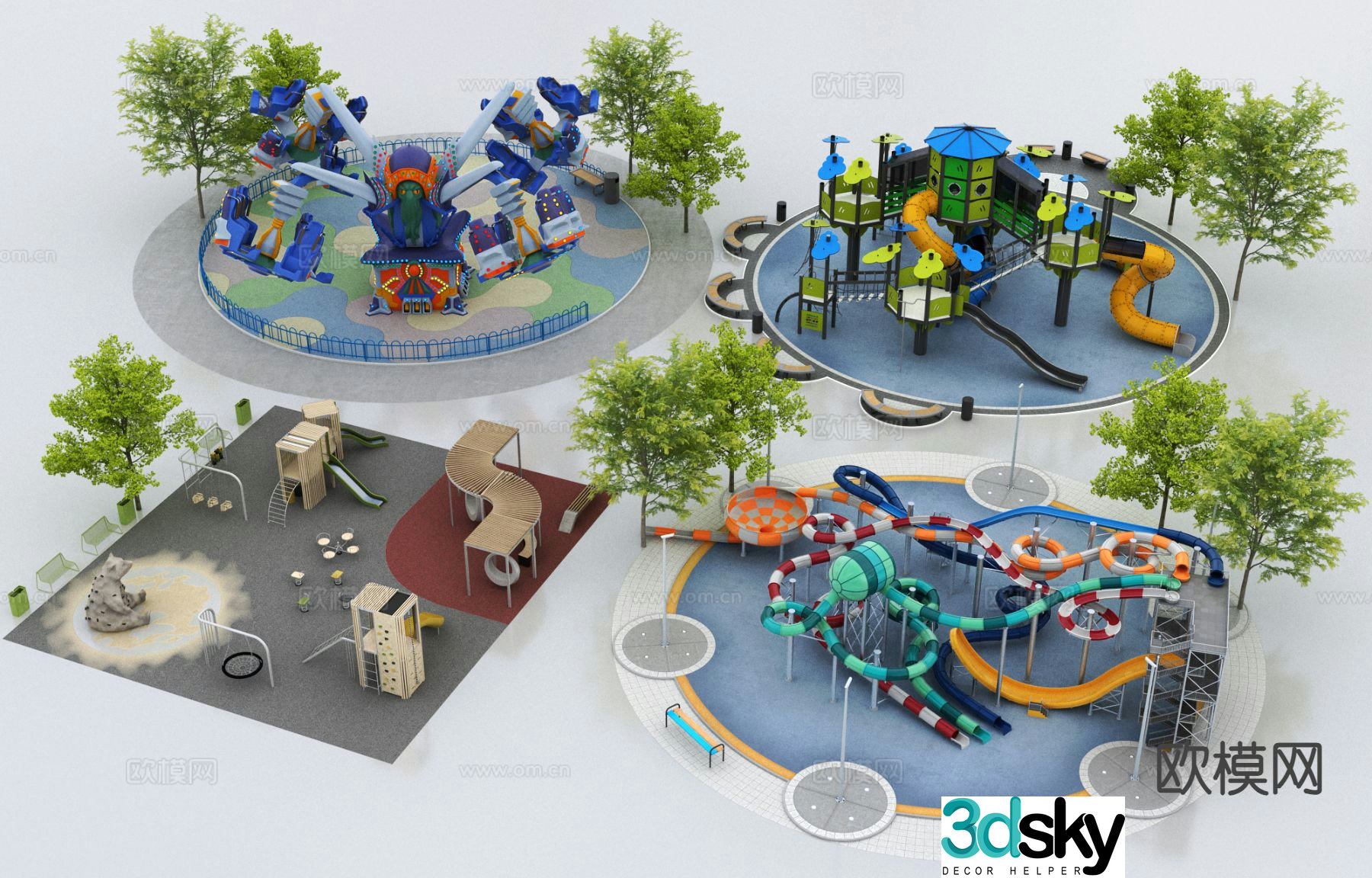 Modern amusement equipment slide children's amusement facilities 3d model