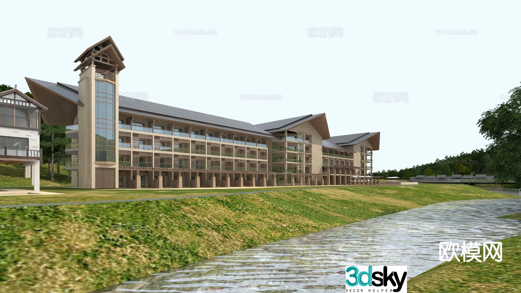 Hotel exterior 3d model