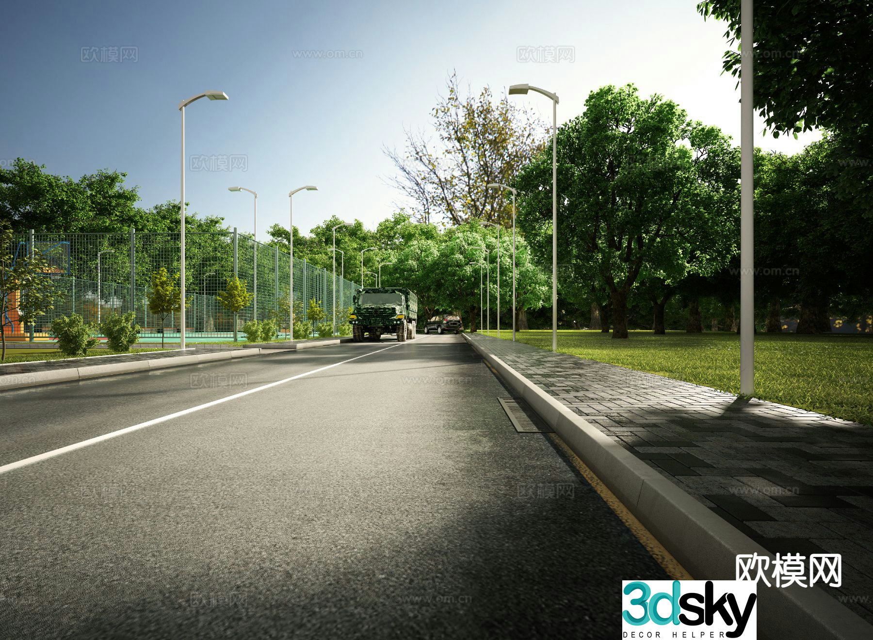 modern road landscape highway lane 3d model