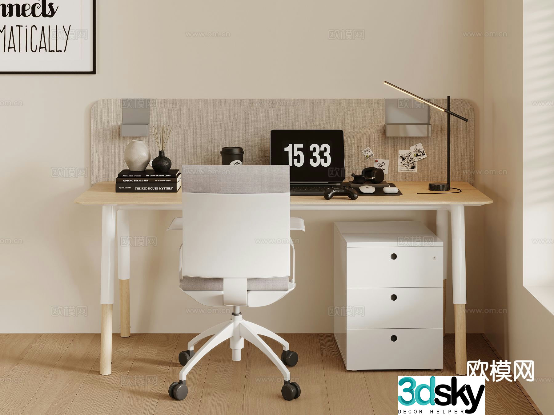 Modern desk computer desk 3d model