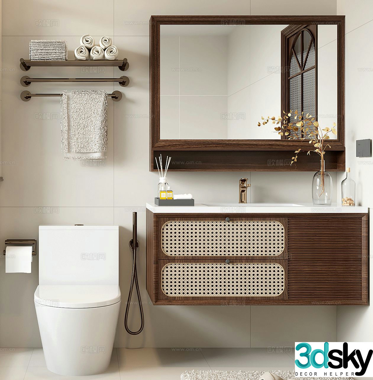 Medieval style bathroom cabinet bathroom cabinet 3d model