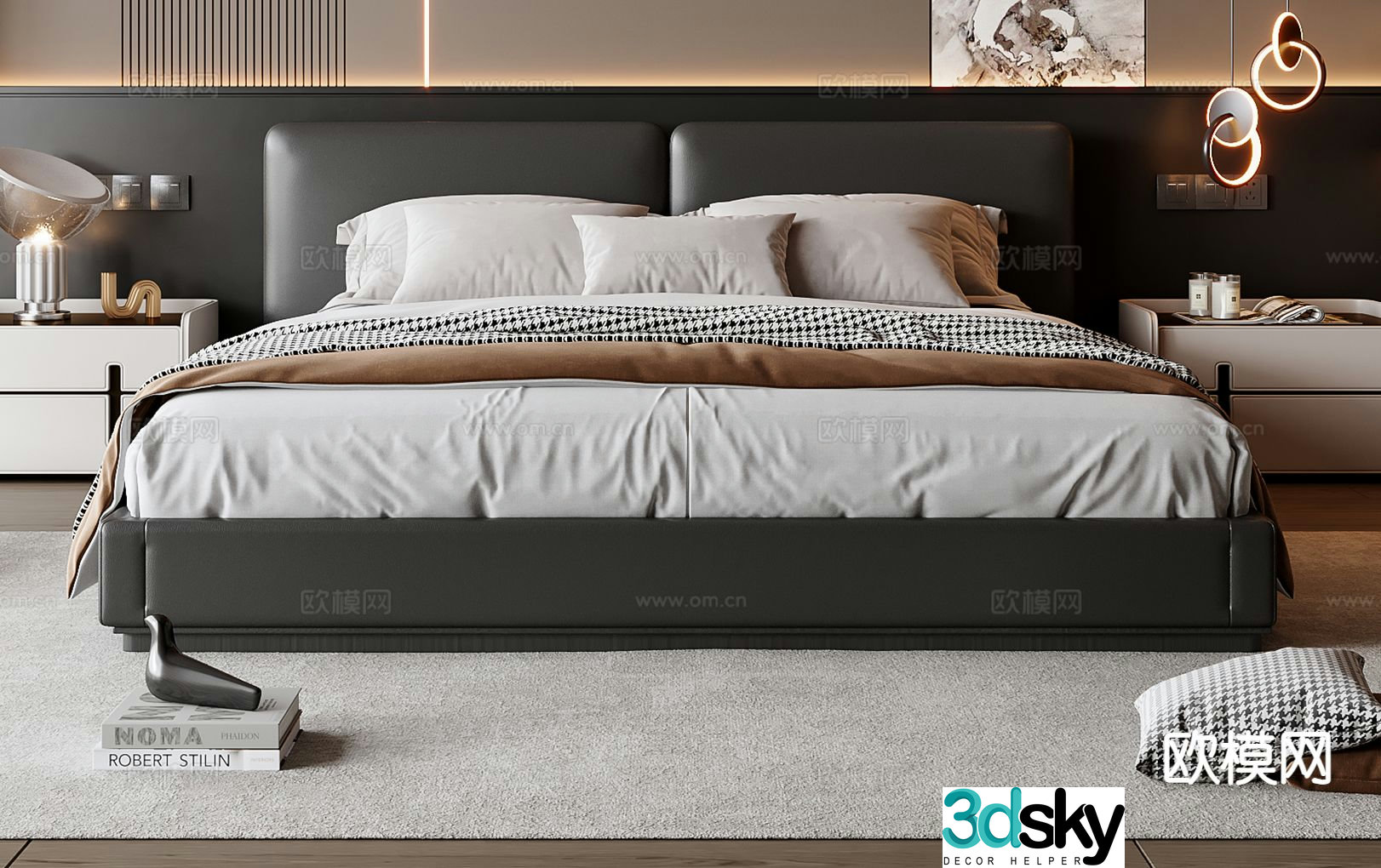 Italian double bed 3d model