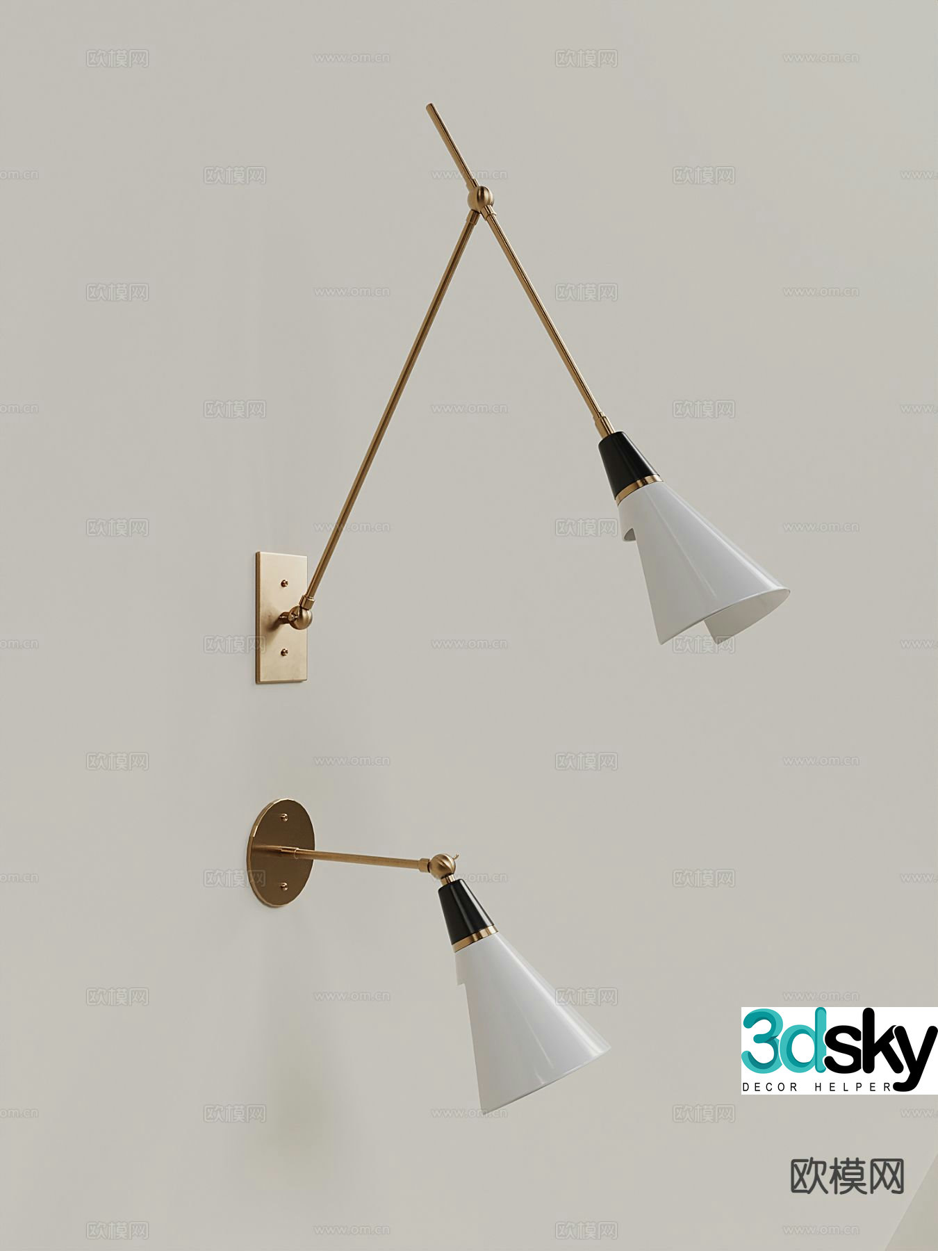 French long wall lamp 3d model