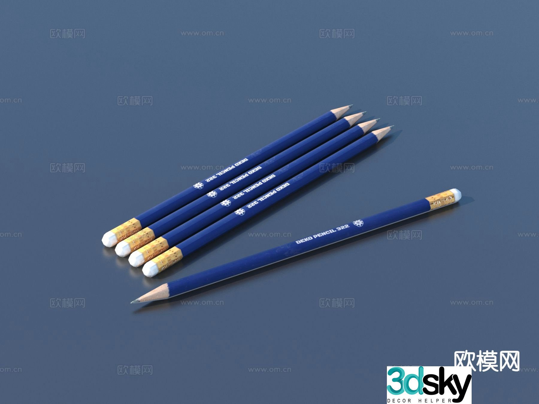 Pencil colored pen painting pen 3d model