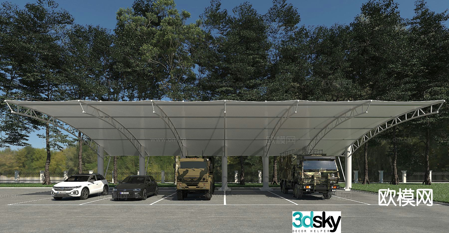 Outdoor carport shade shed 3d model