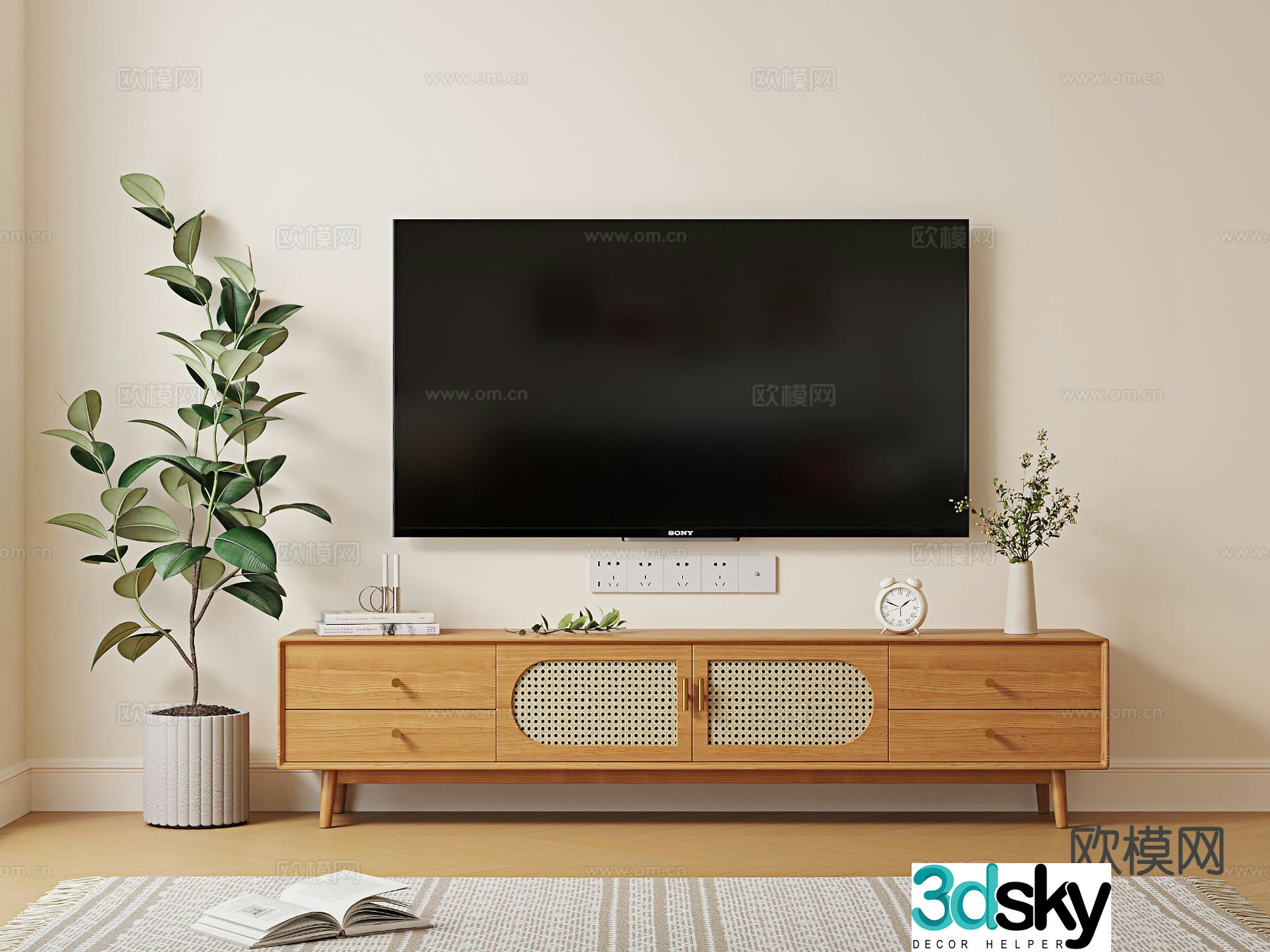 Log style TV cabinet 3D model