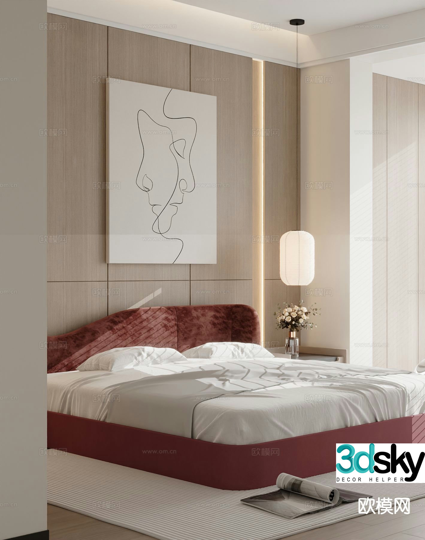 Modern double bed 3d model