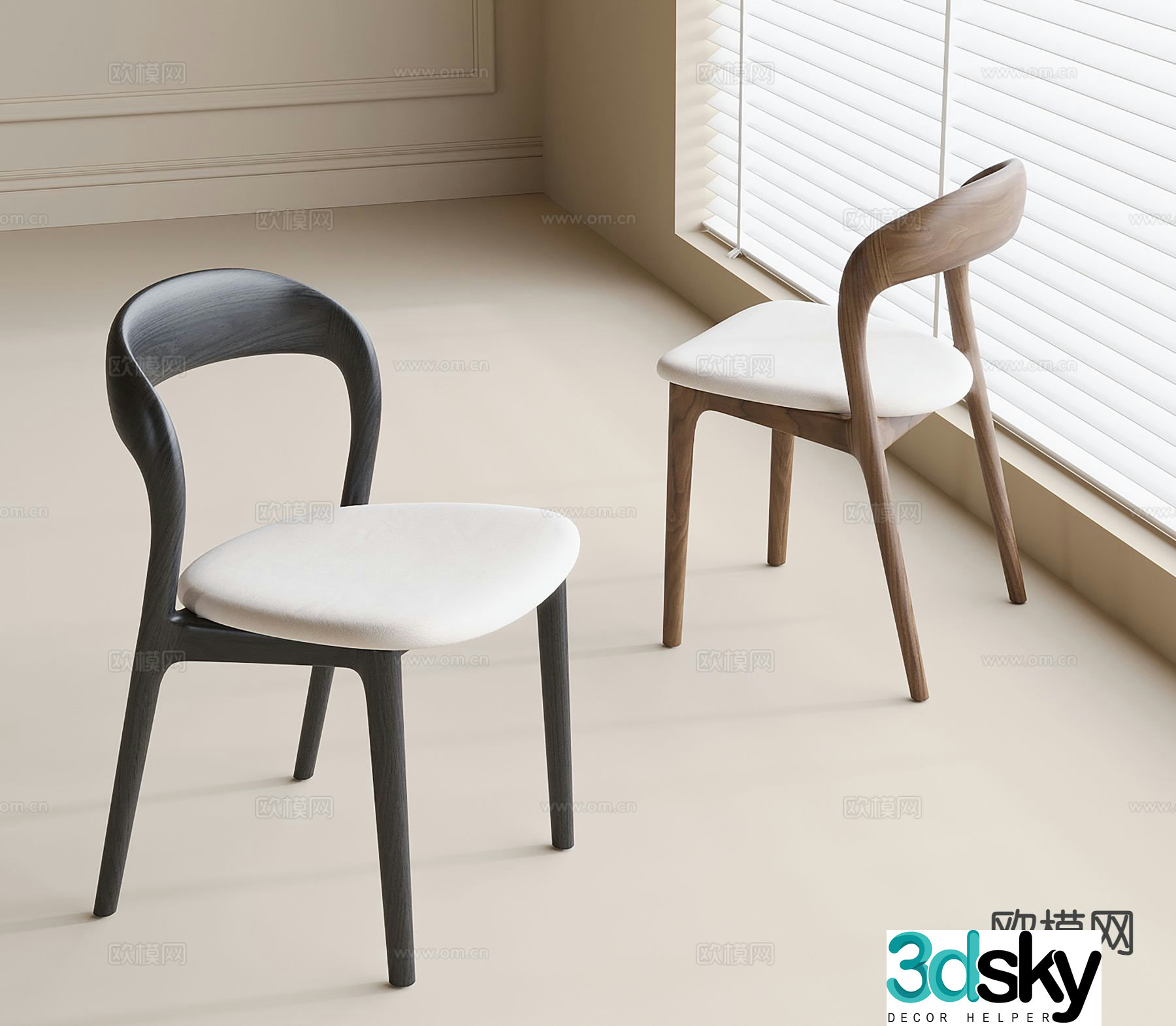 Modern dining chair single chair 3d model