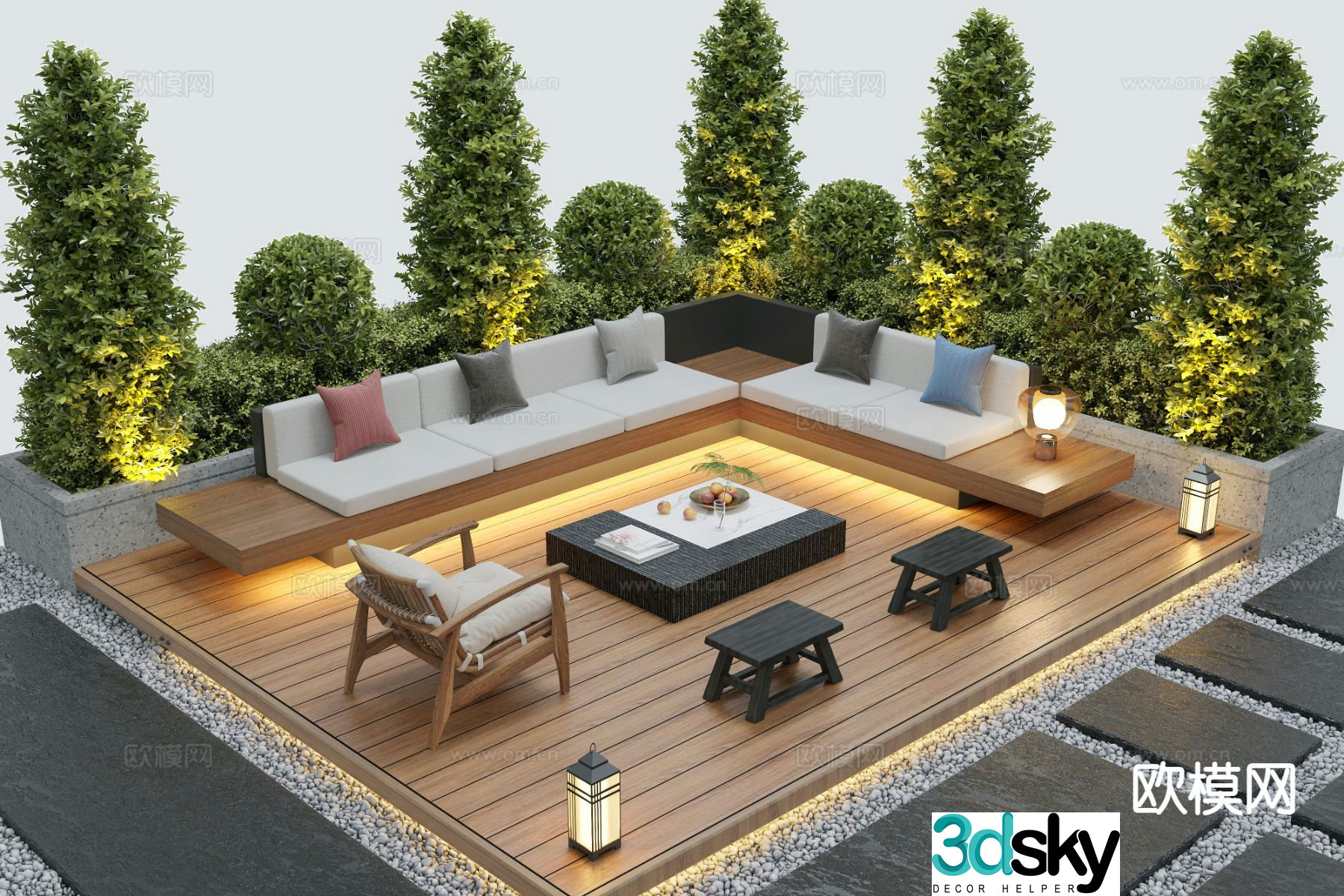 Modern outdoor sofa set 3d model