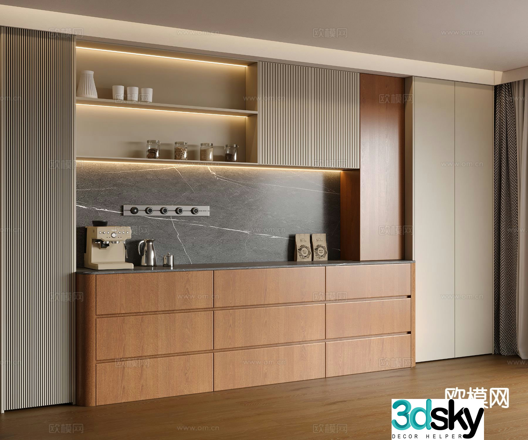 Middle-aged fume cabinet sideboard 3D model
