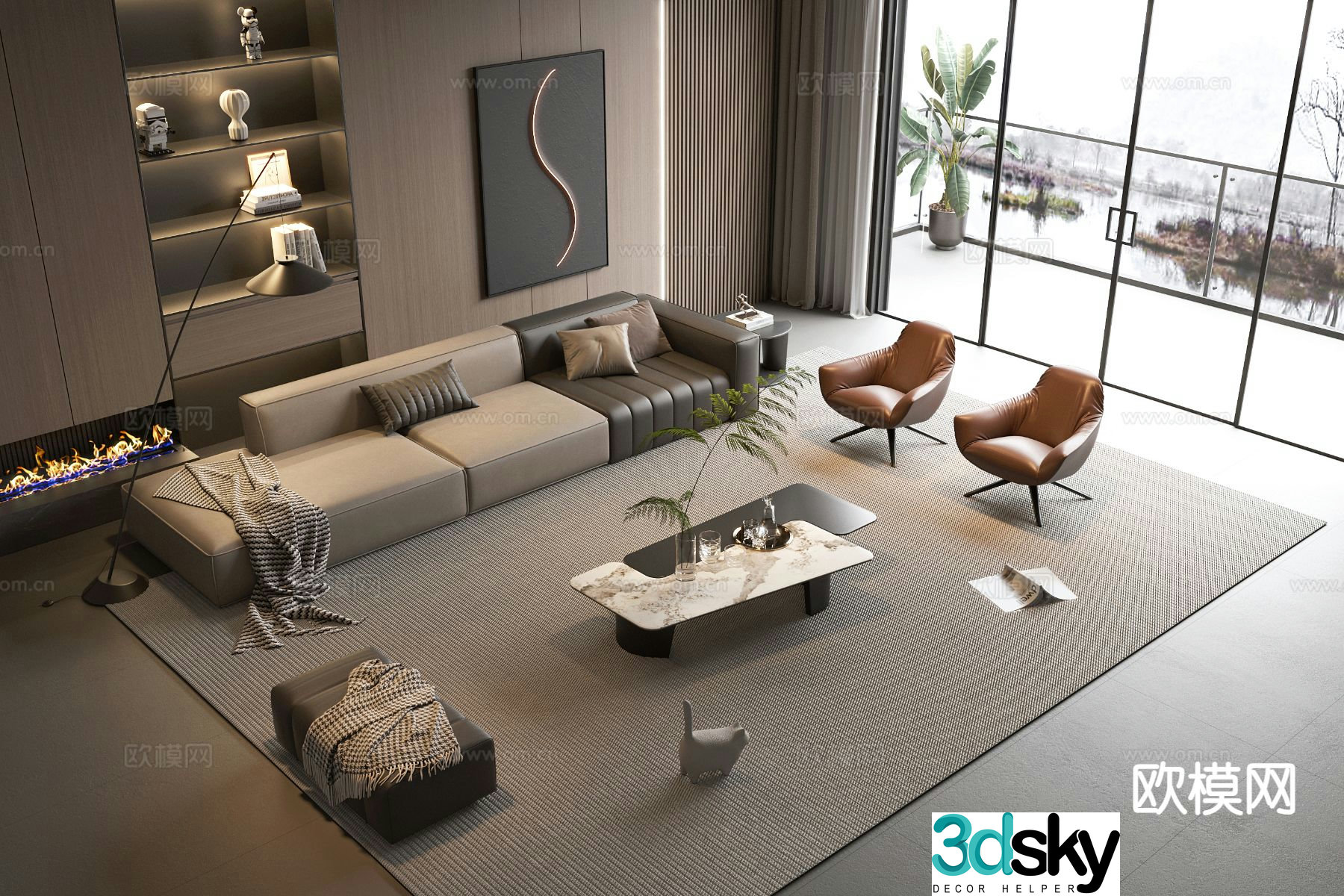 Italian sectional sofa 3d model