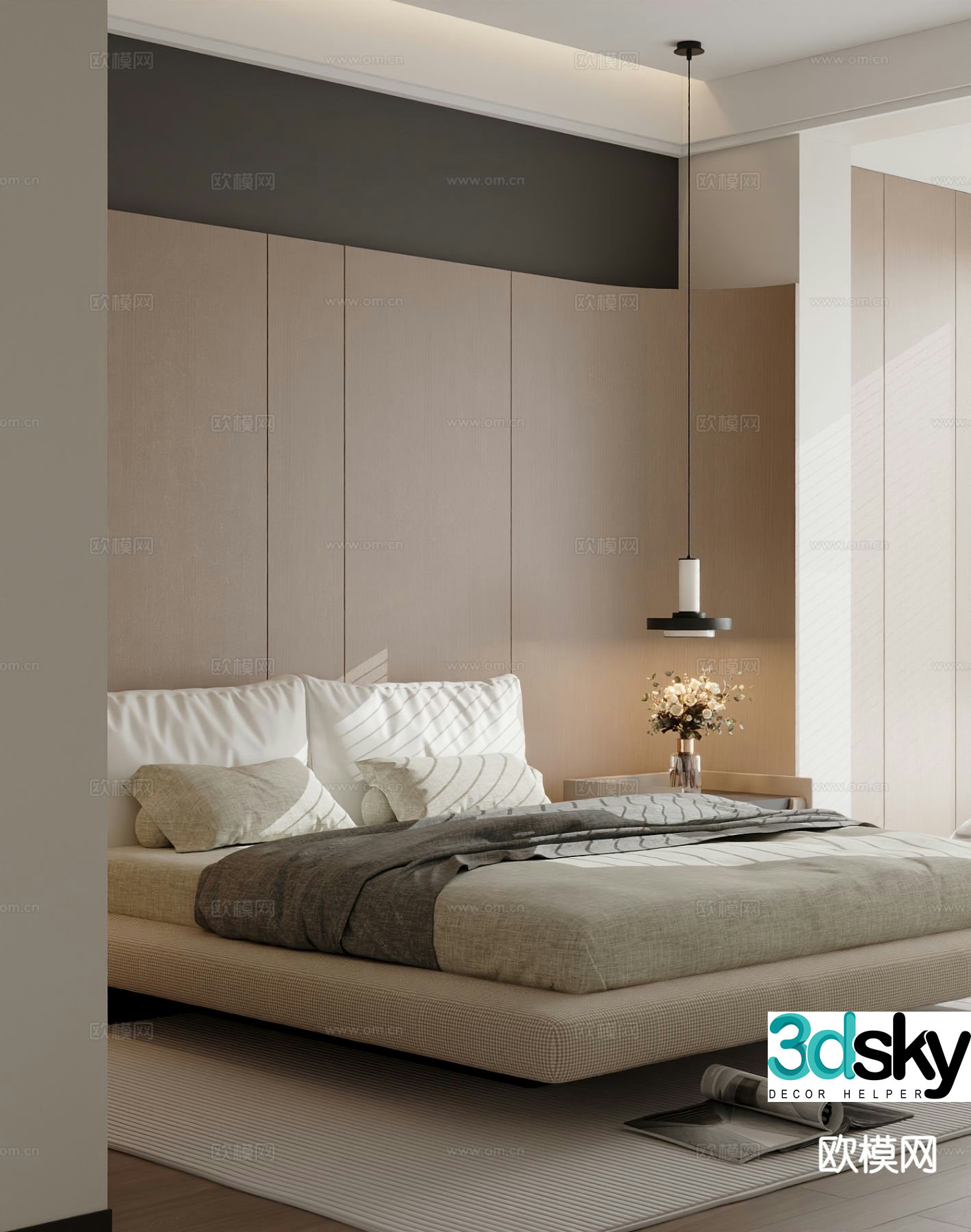 Modern double bed 3d model