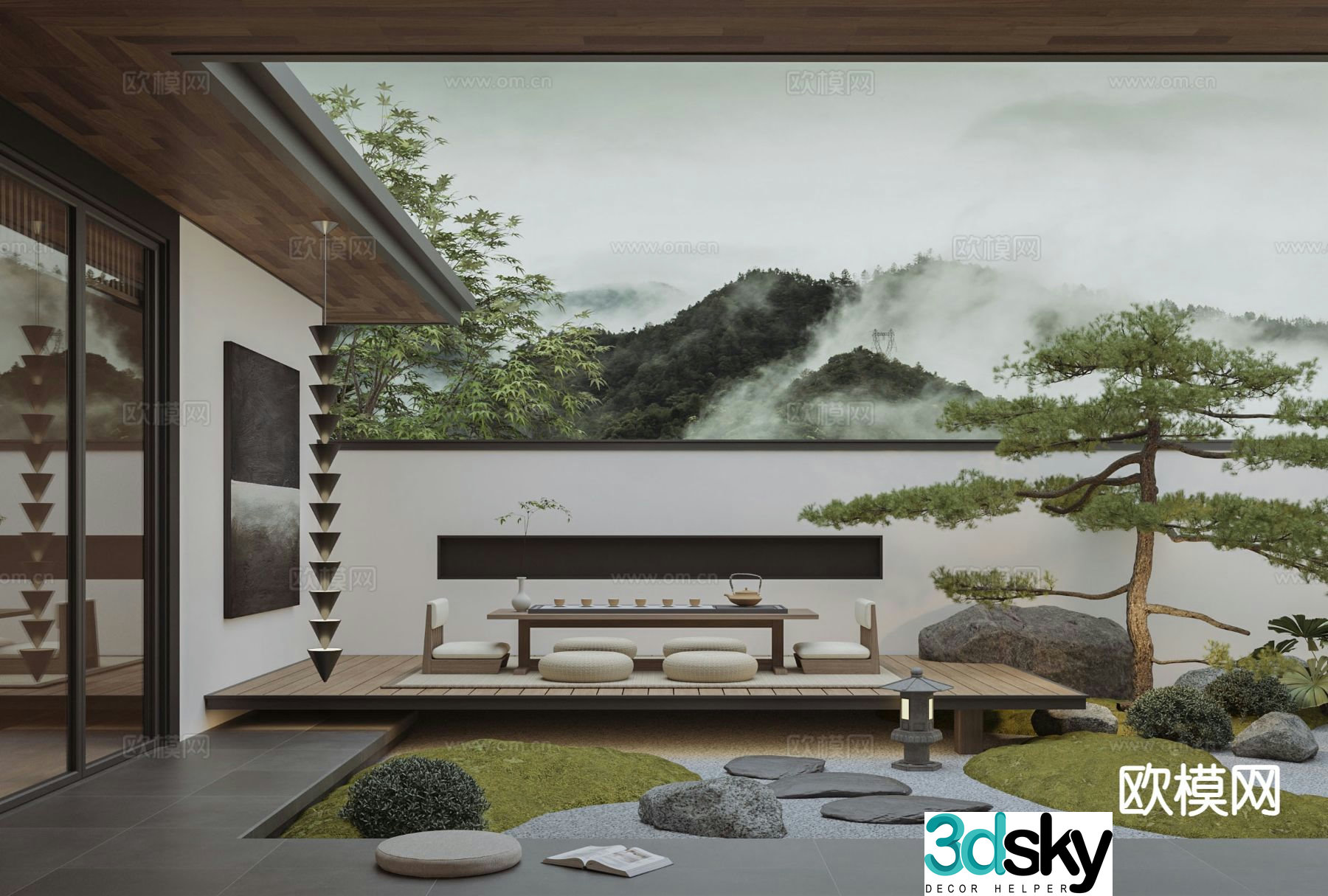 Courtyard landscape garden 3d model