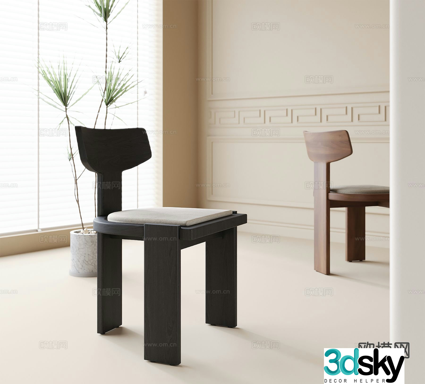 Wabi-sabi chair dining chair 3d model