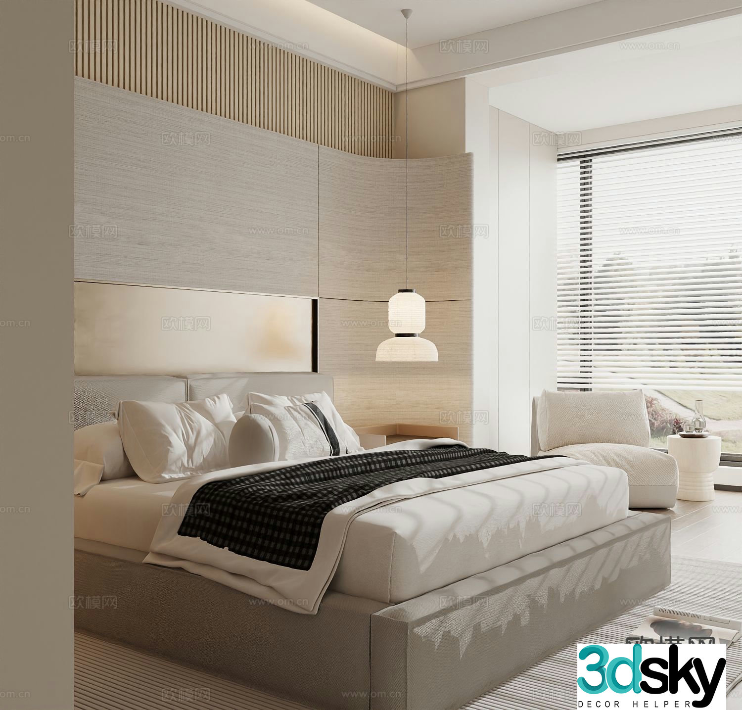 Modern double bed 3d model