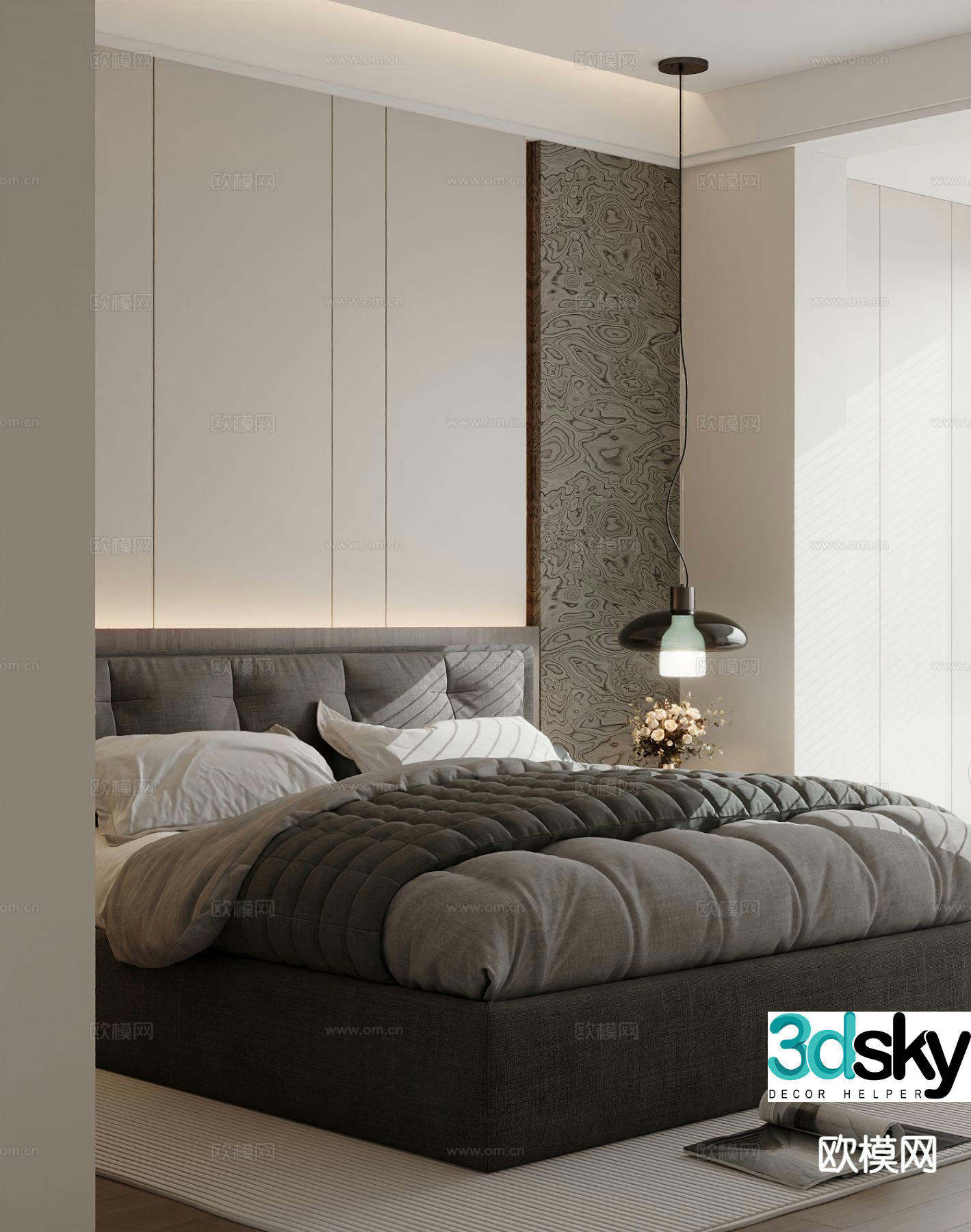 Modern double bed 3d model