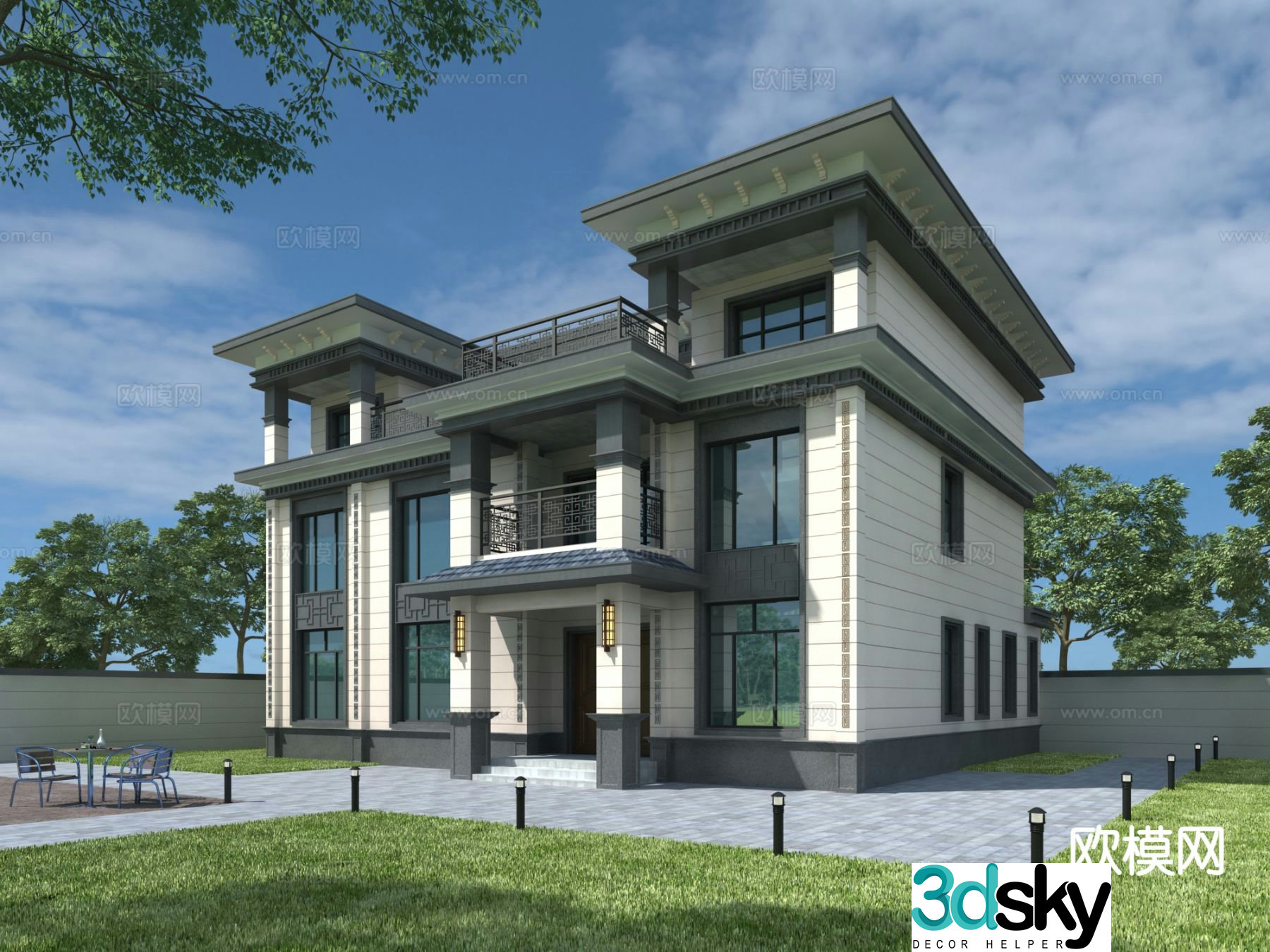 Single-family villa self-built house 3D model