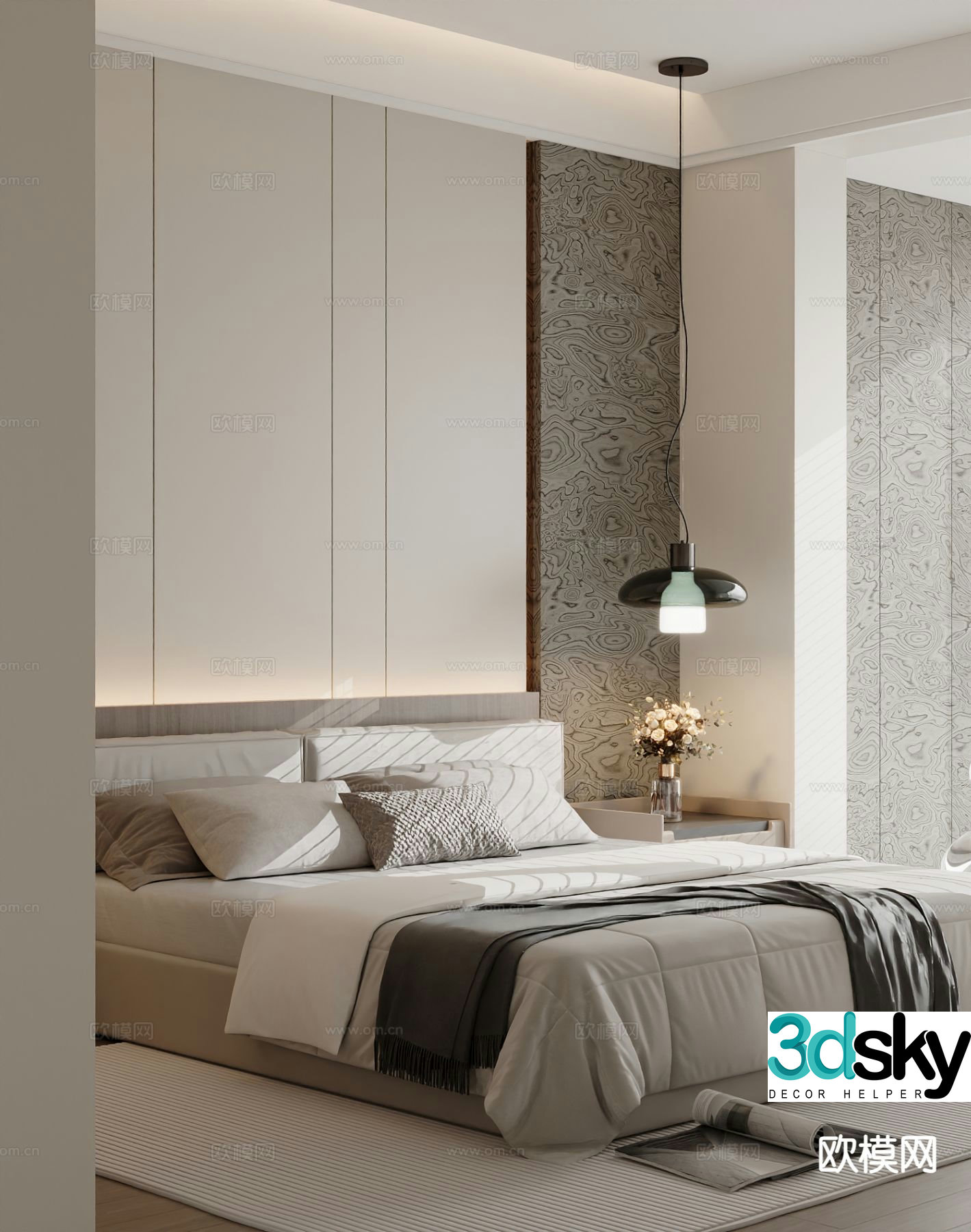 Modern double bed 3d model