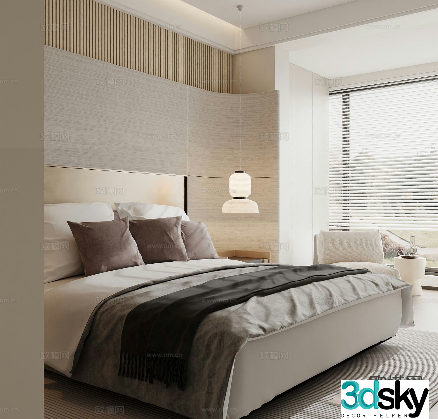 Modern double bed 3d model