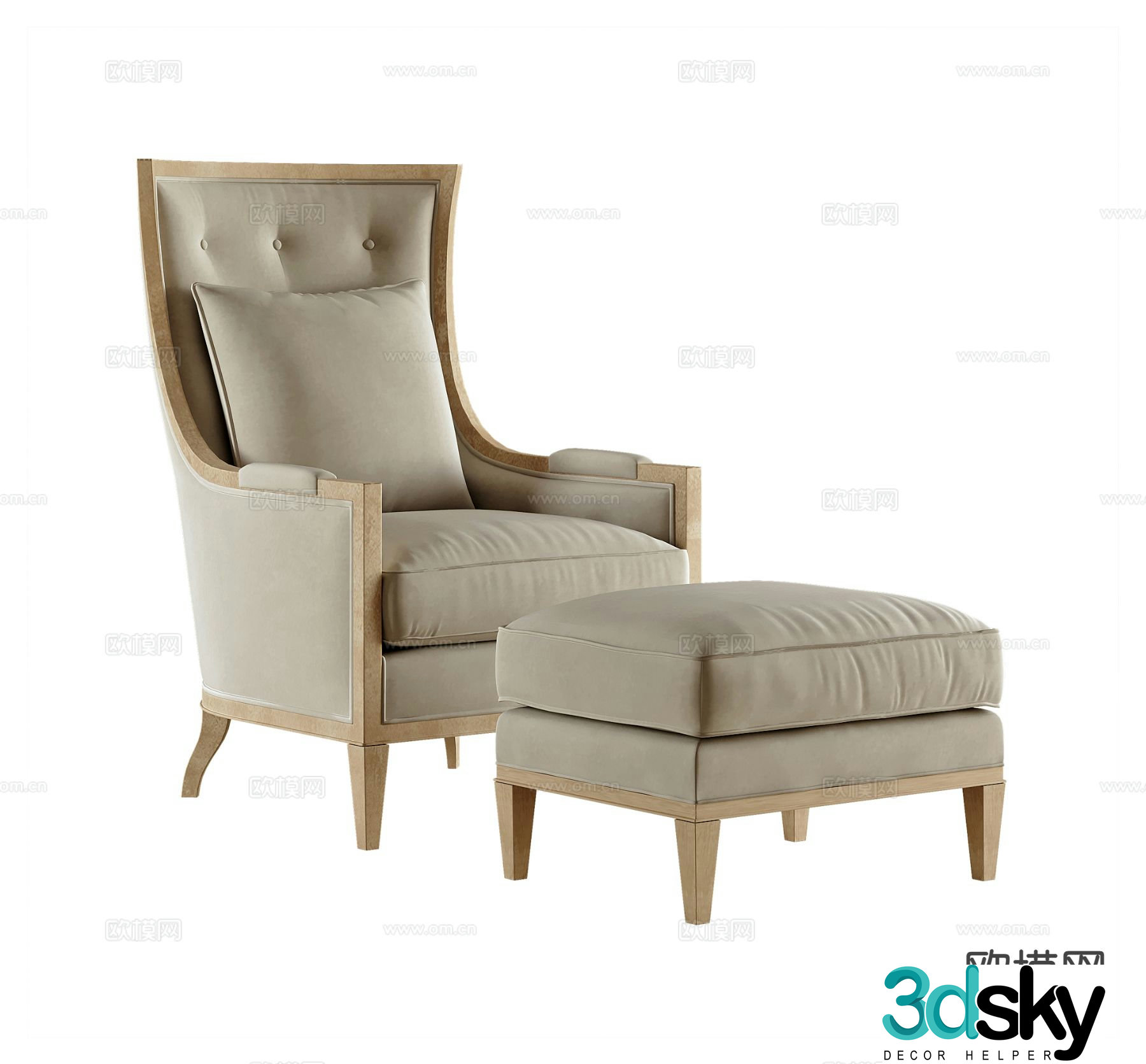 American chair leisure chair 3d model