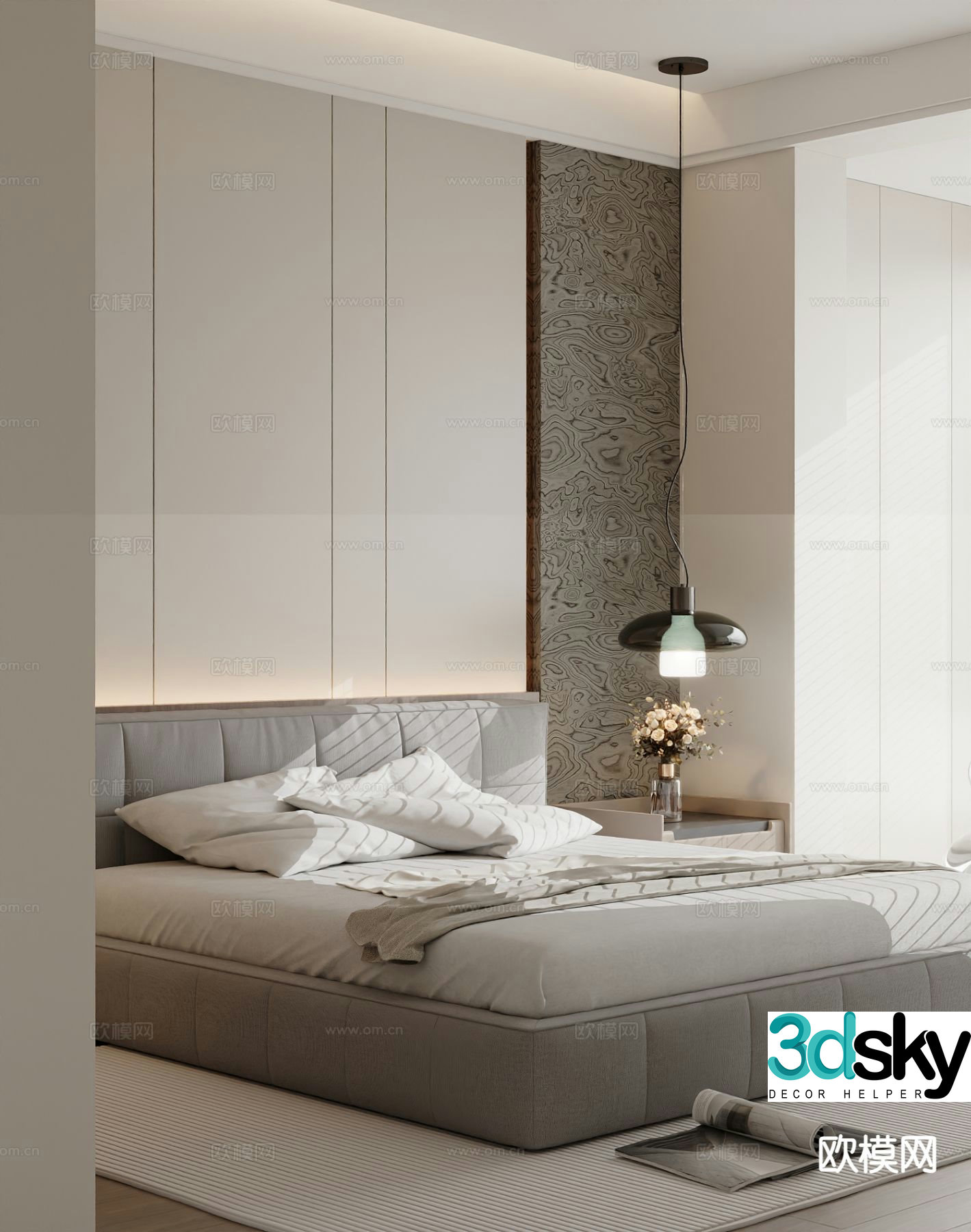 Modern double bed 3d model