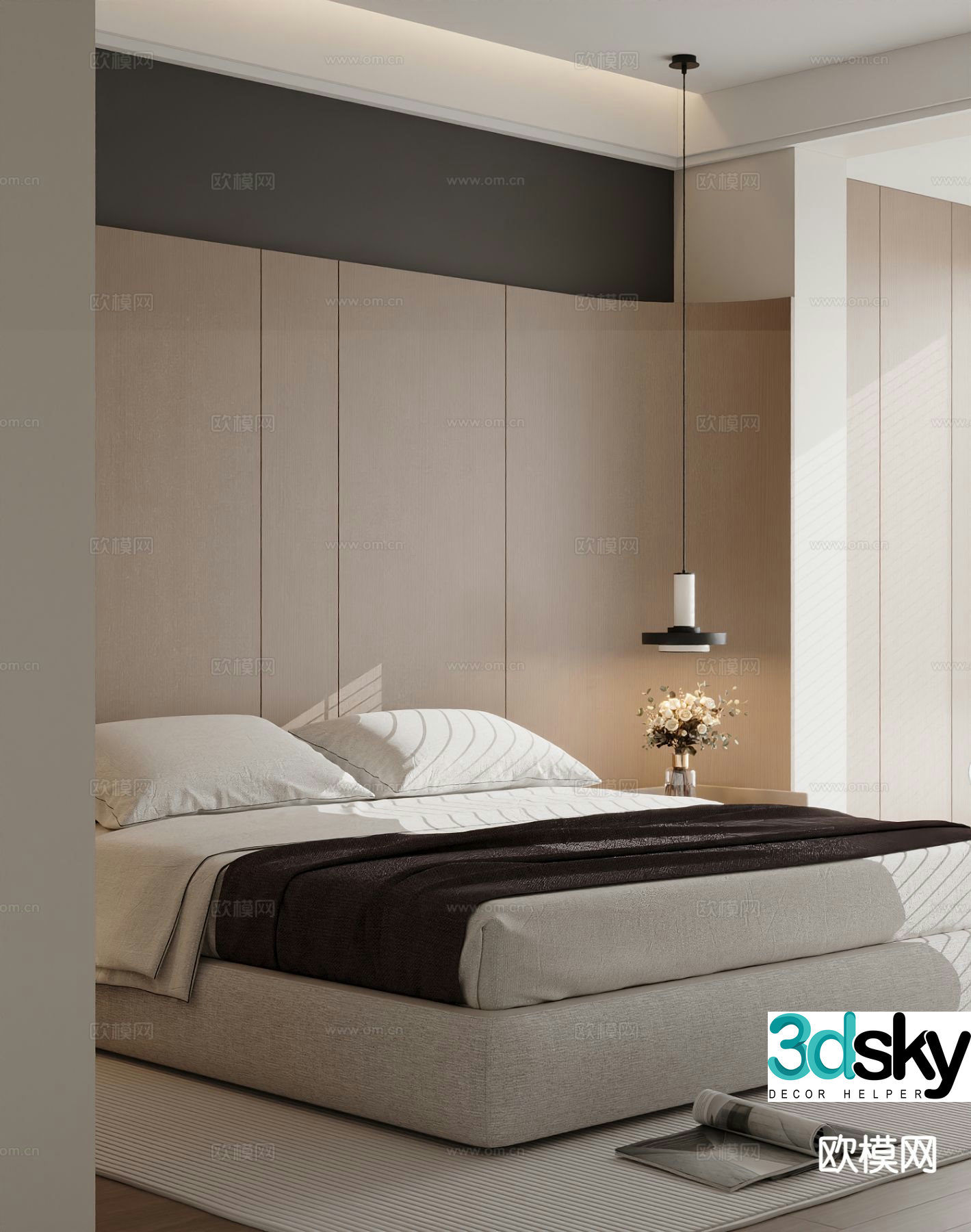 Modern double bed 3d model